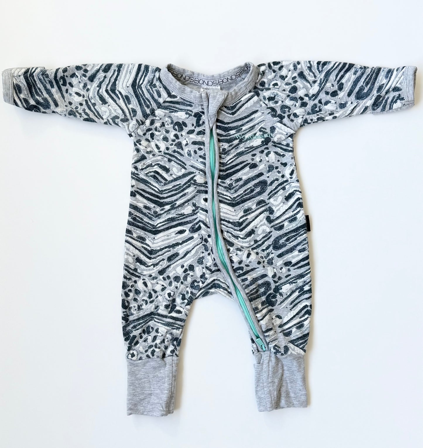 Bonds Wondersuit Grey & Navy Sleeper Romper (Newborn)