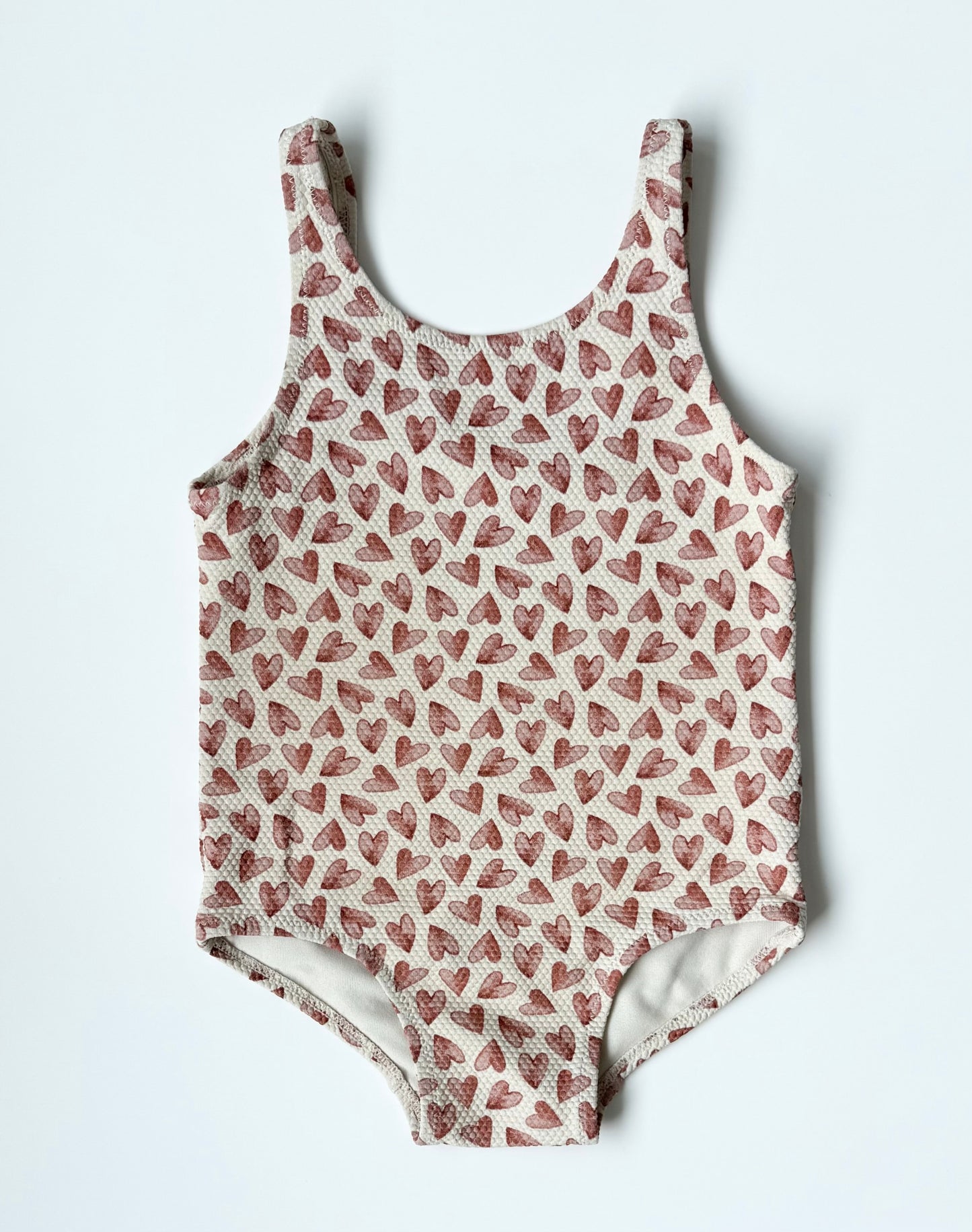 H&M Red Hearts Pebbled One Piece Swimsuit (18-24 Months)