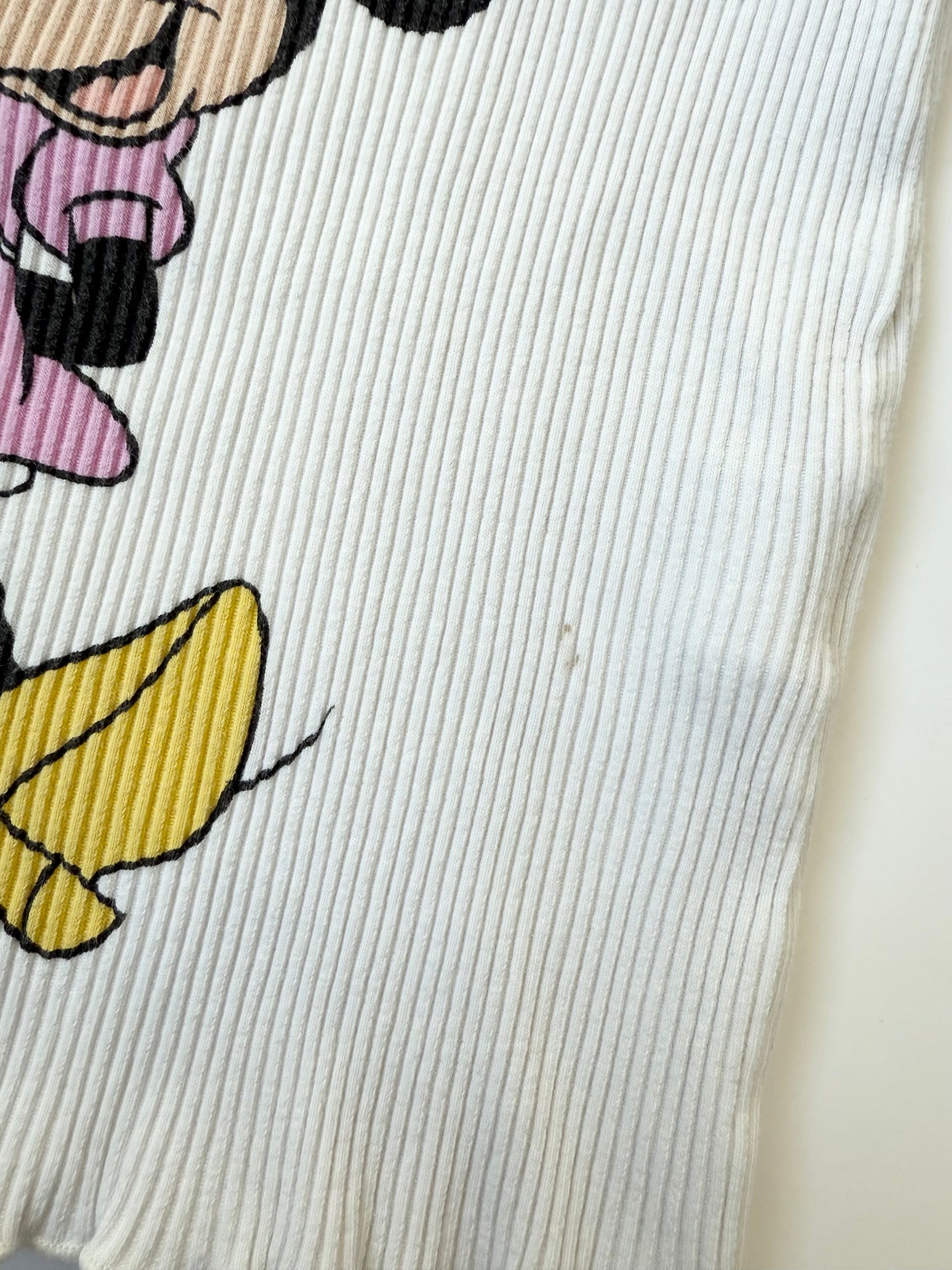 Zara Disney White Minnie Mouse Ribbed T-Shirt (2-3 Years)