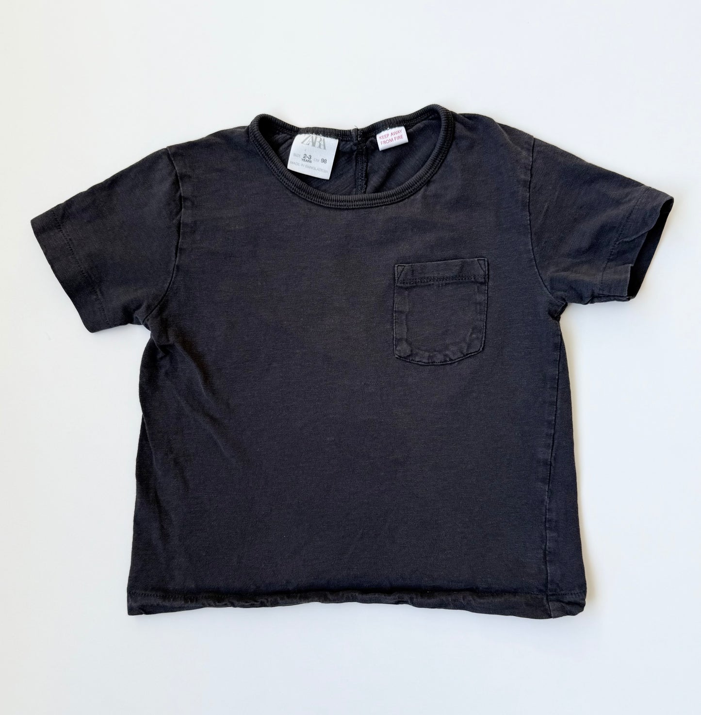 Zara Dark Grey Front Pocket T-Shirt (2-3 Years)