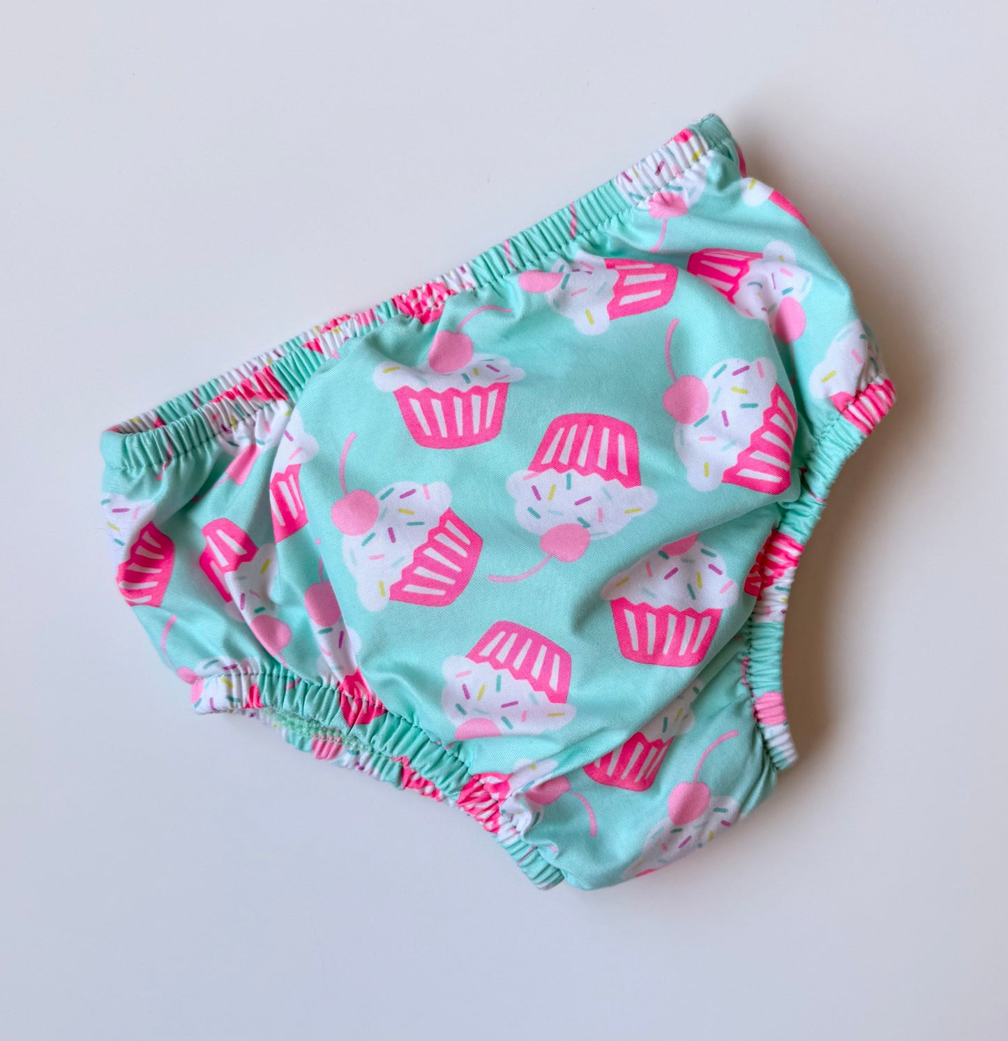 Sea Me Swim Light Blue Cupcakes Reusable Swim Diaper (6-12 Months)