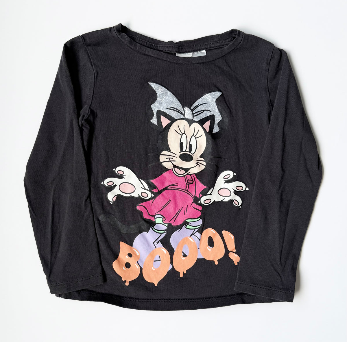 H&M x Disney Dark Grey Kitty Minnie “Boo” Long Sleeve (4-6 Years)