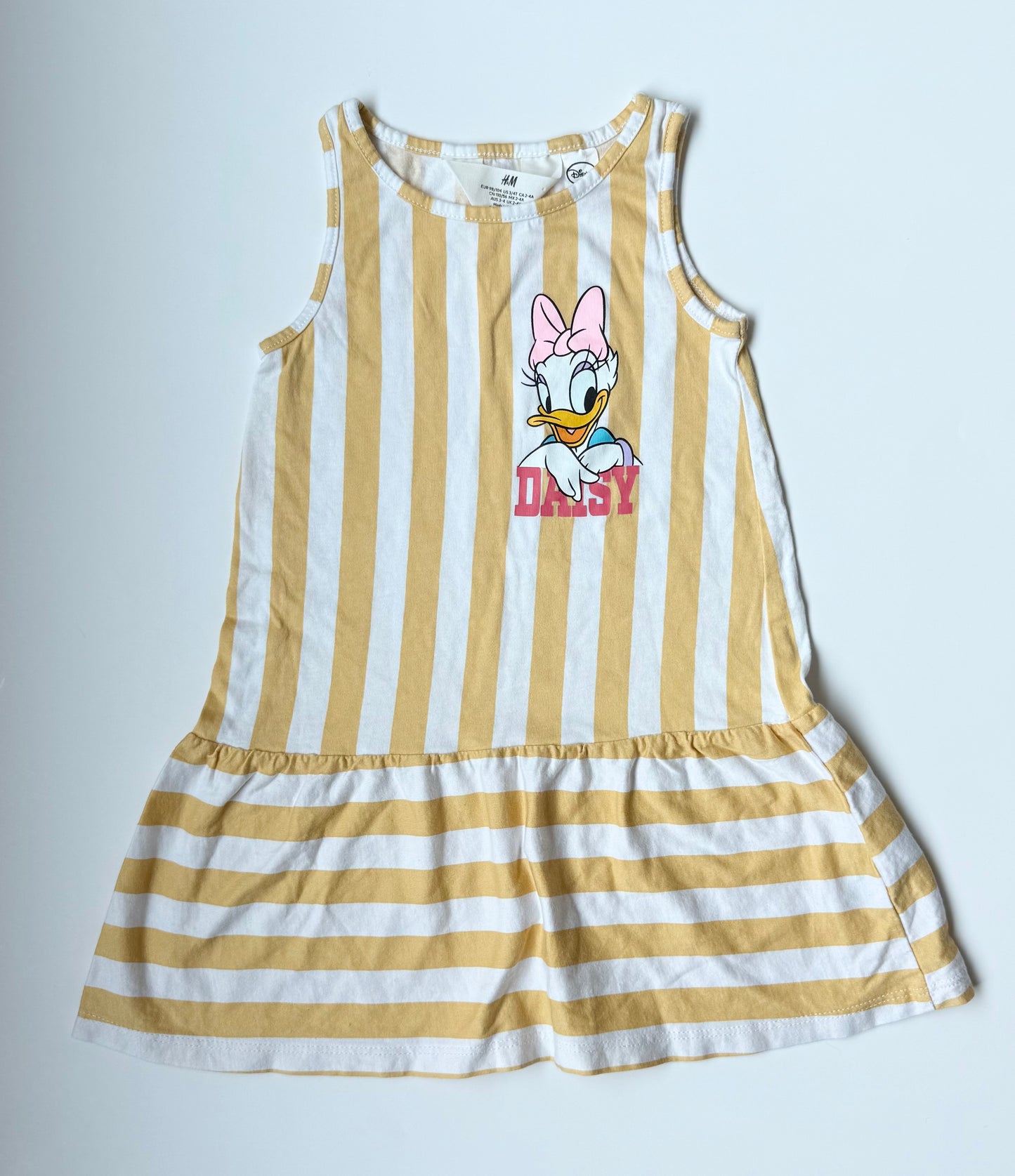 H&M x Disney Yellow & White Stripped Daisy Duck Tank Dress (2-4 Years)