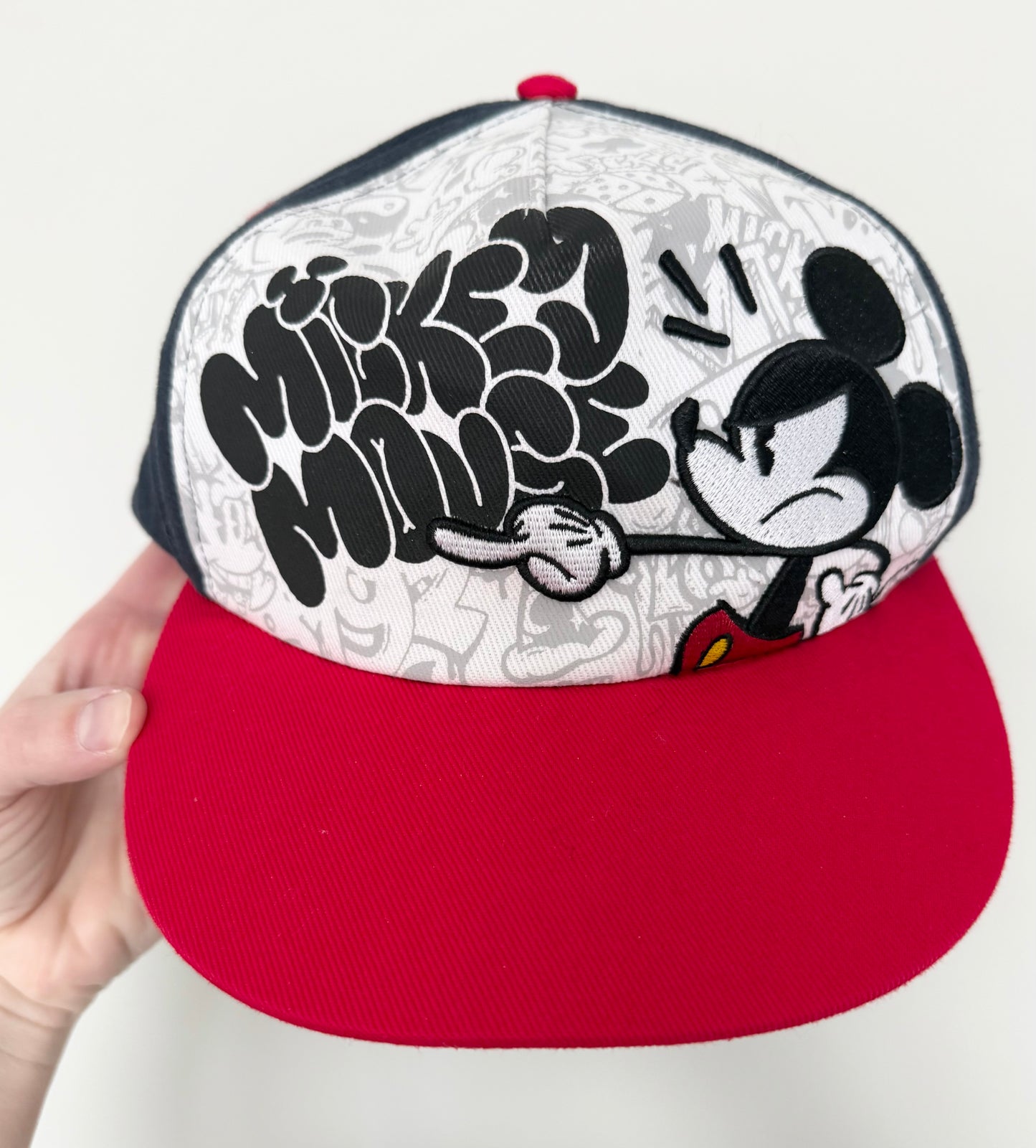 Adult Disney Parks Red & Navy Graffiti Mickey Mouse SnapBack Hat