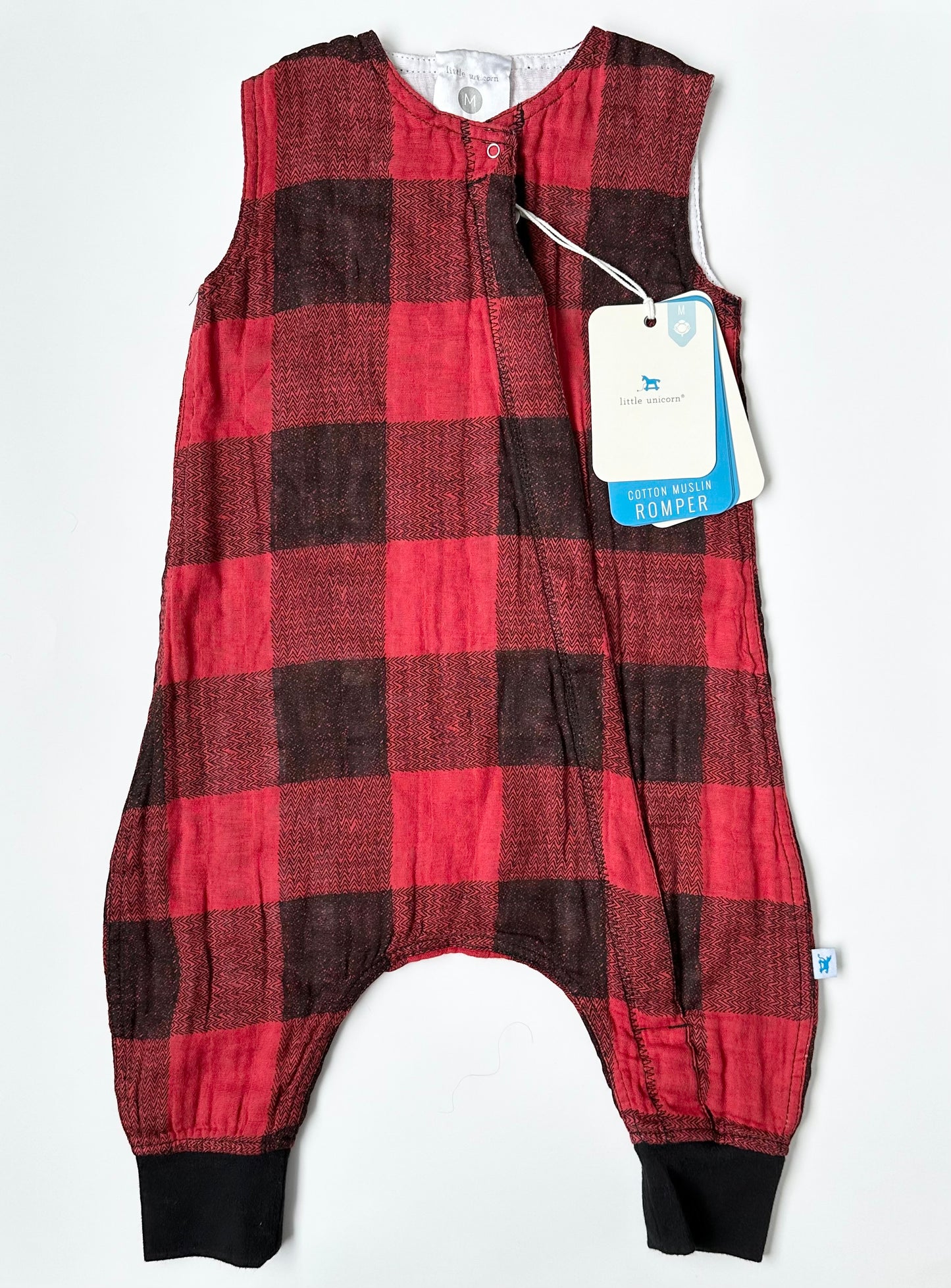 Little Unicorn Cotton Muslin Plaid Romper Sleep Walker (6-12 Months)