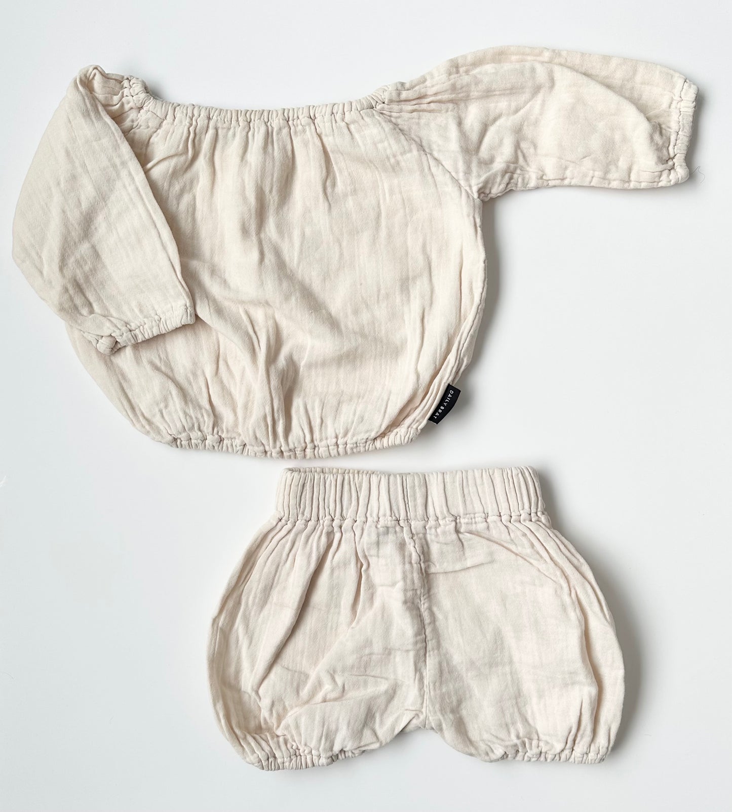 Daily Brat Cream Muslin Long Sleeve & Shorts Set (6-12 Months)
