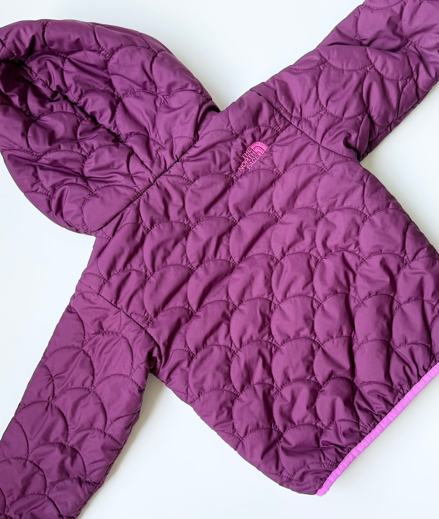 The North Face Perrito Purple Quilted & Floral Reversible Jacket (4T)