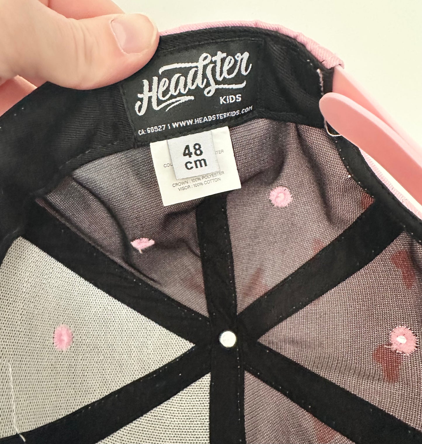 Headster Pink Hearts Snapback Hat (48CM)