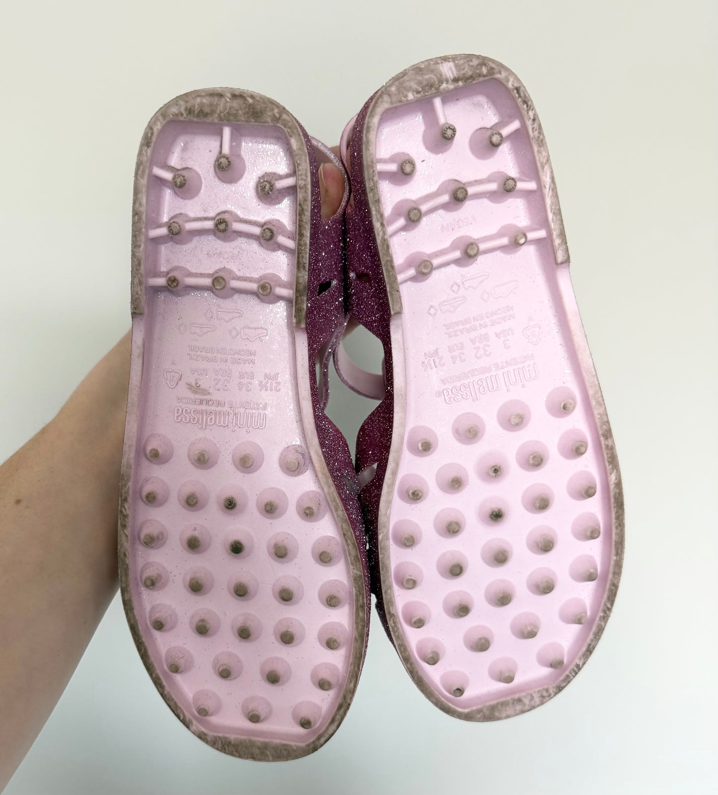 Mini Melissa Possession Pink Glitter Sandals (Kids 3)