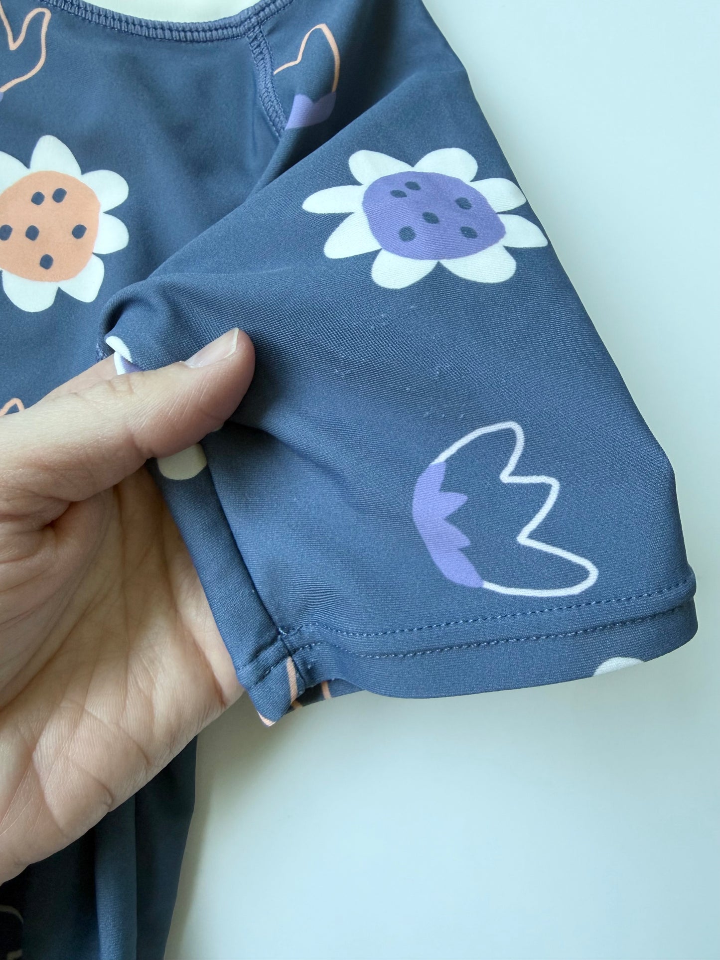 Souris Mini Blue Flower Short Sleeve Swim Top (2/3 Years)