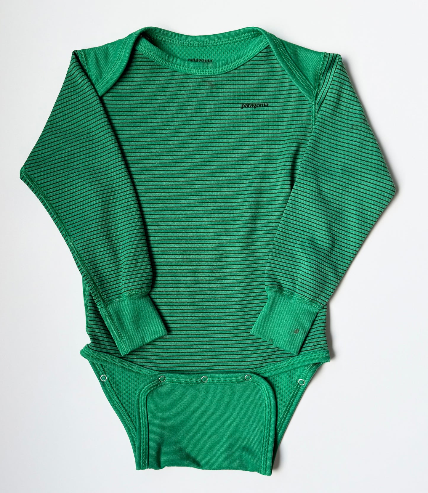 Patagonia Capilene Midweight Green & Brown Striped Long Sleeve Bodysuit & Pants Base Layer Set (2T)