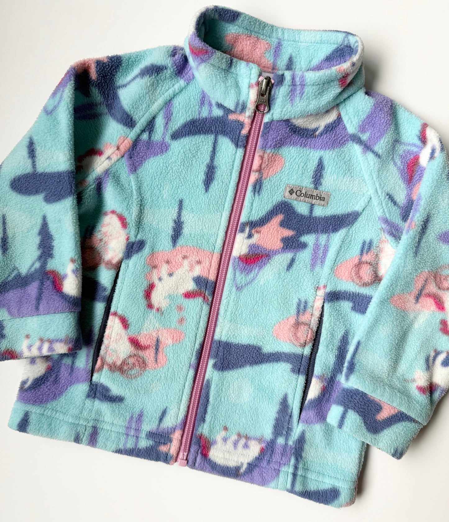 Columbia Light Blue Unicorns Fleece Zip Up (2T)