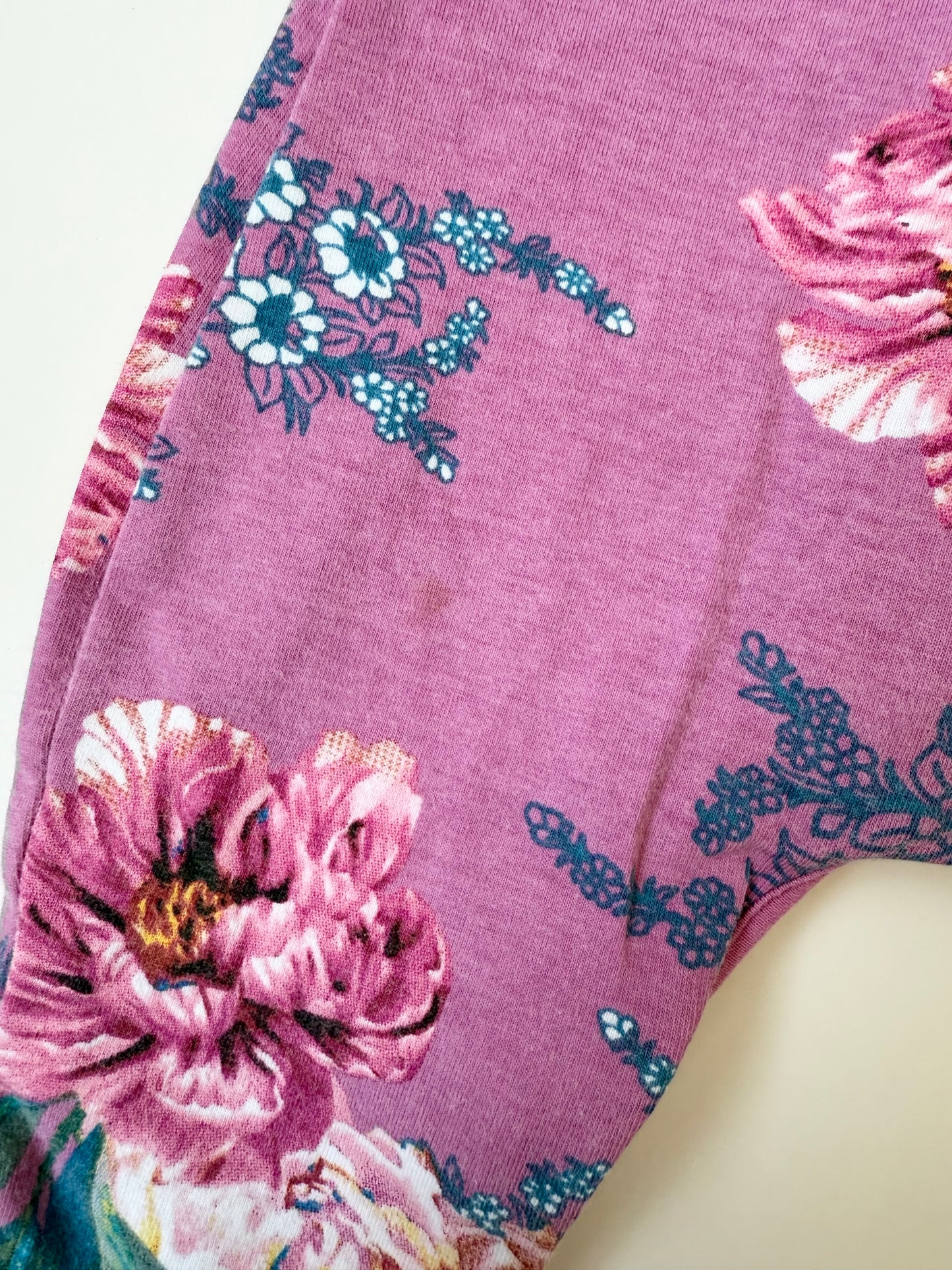 Bonds Wondersuit Light Purple & Floral Sleeper Romper (3-6 Months)