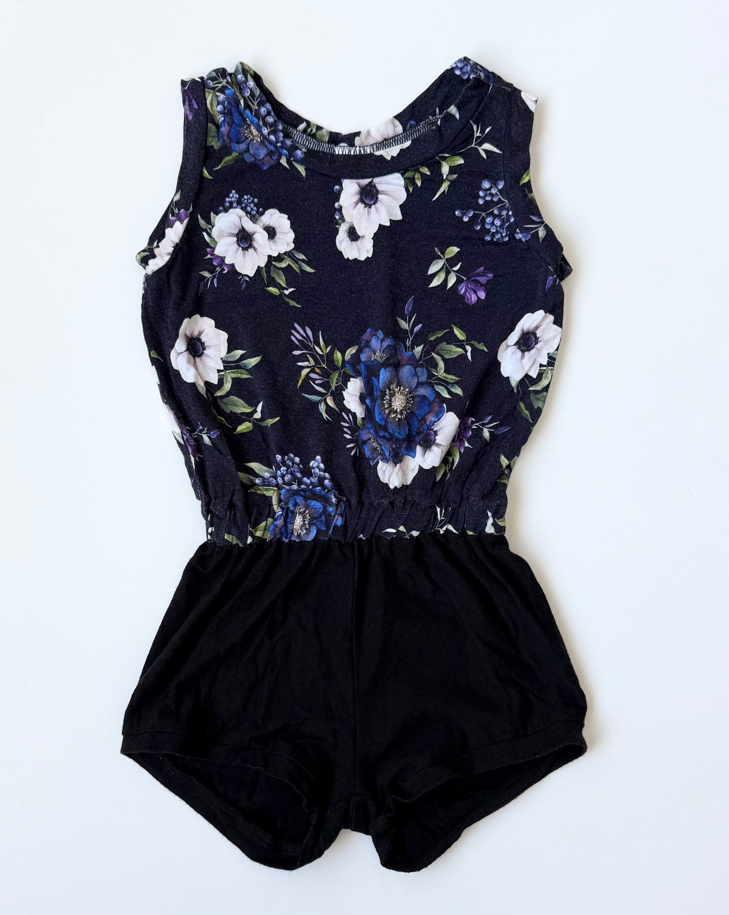 Vi & Jax Dark Blue & Black Floral Summer Romper (2/3 Years)