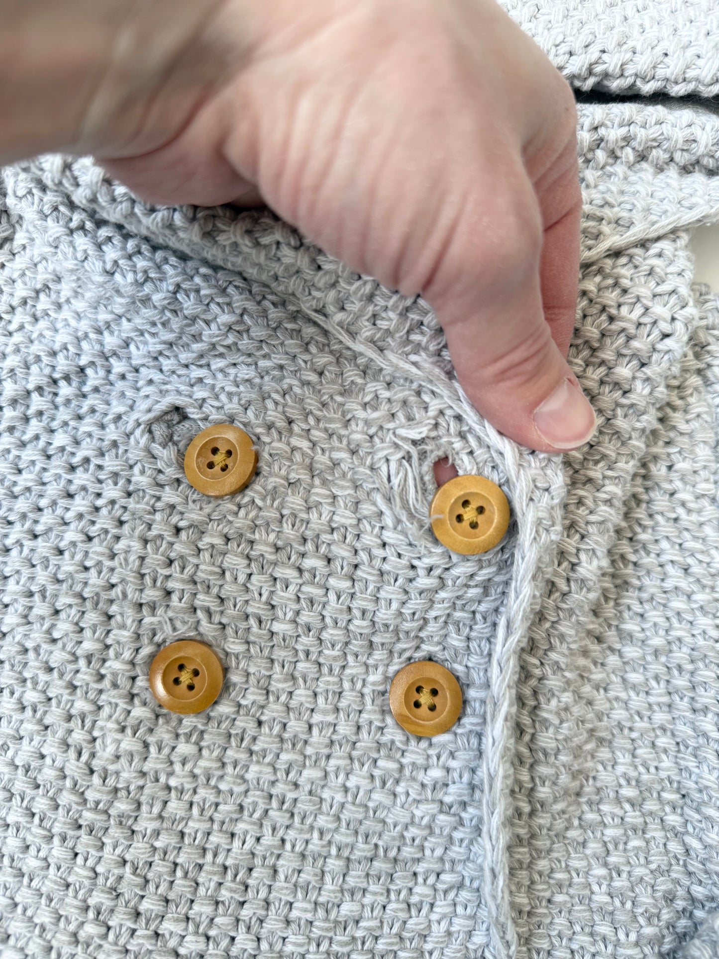 Beba Bean Grey Knit Hooded Sweater (12-18 Months)