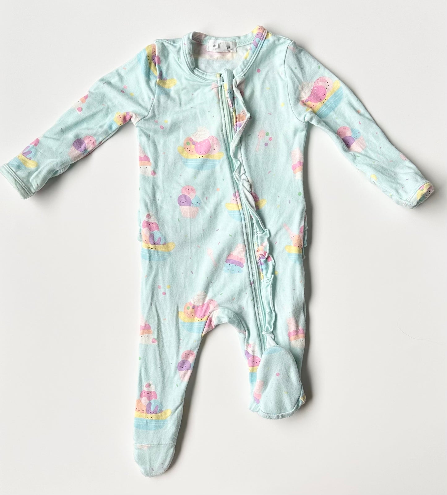 Angel Dear Blue Ice Cream Ruffle Sleeper (0-3 Months)