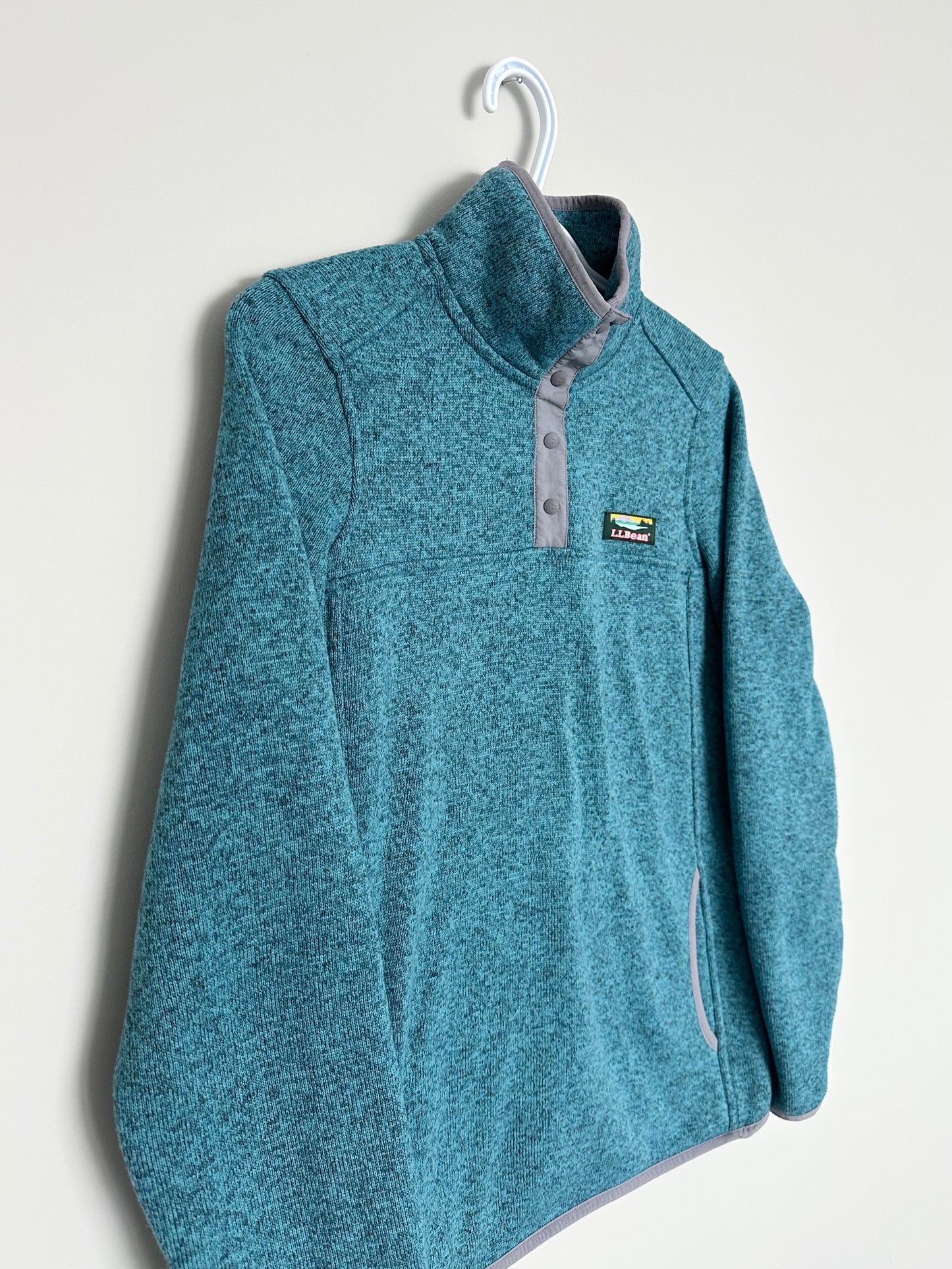Women’s L.L.Bean Textured Blue Sweater Fleece Pullover (Small)