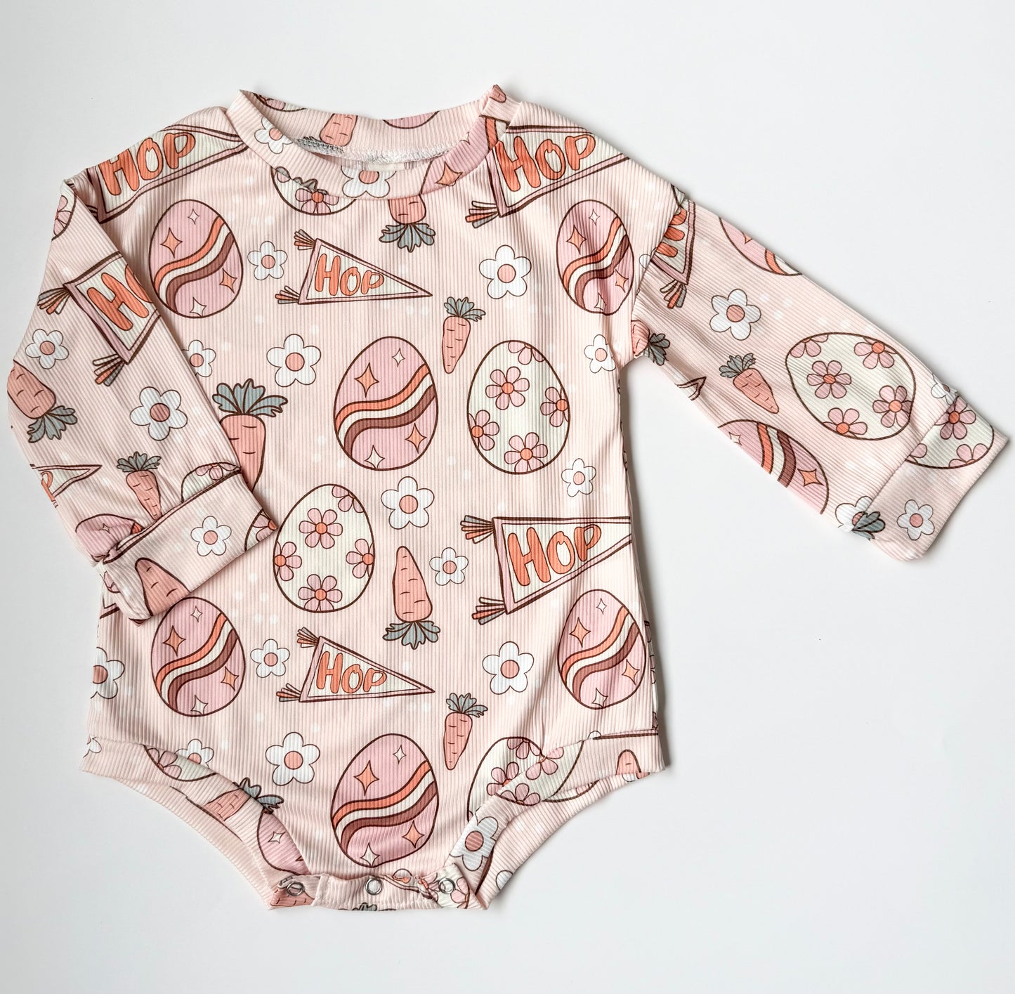 Light Pink Ribbed Long Sleeve Easter Romper (18-24 Months)