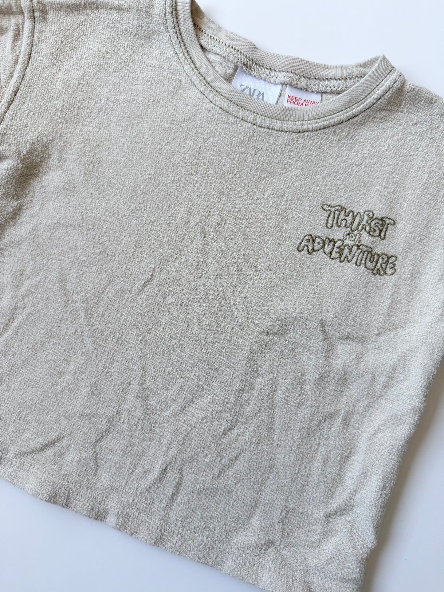 Zara Tan & Green “Thirsty For Adventure” T-Shirt (9-12 Months)