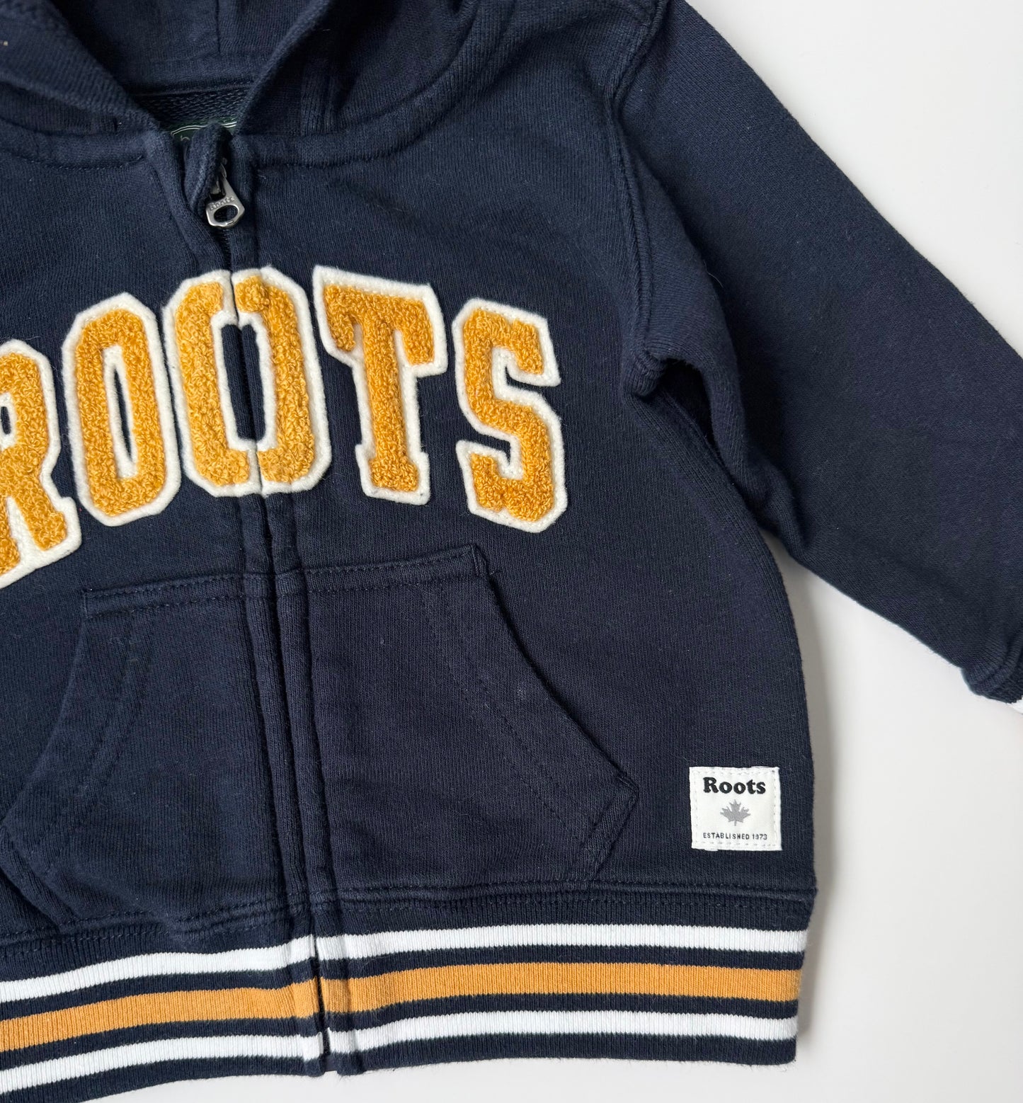Roots Baby Navy & Yellow Zip Up Hoodie (3-6 Months)