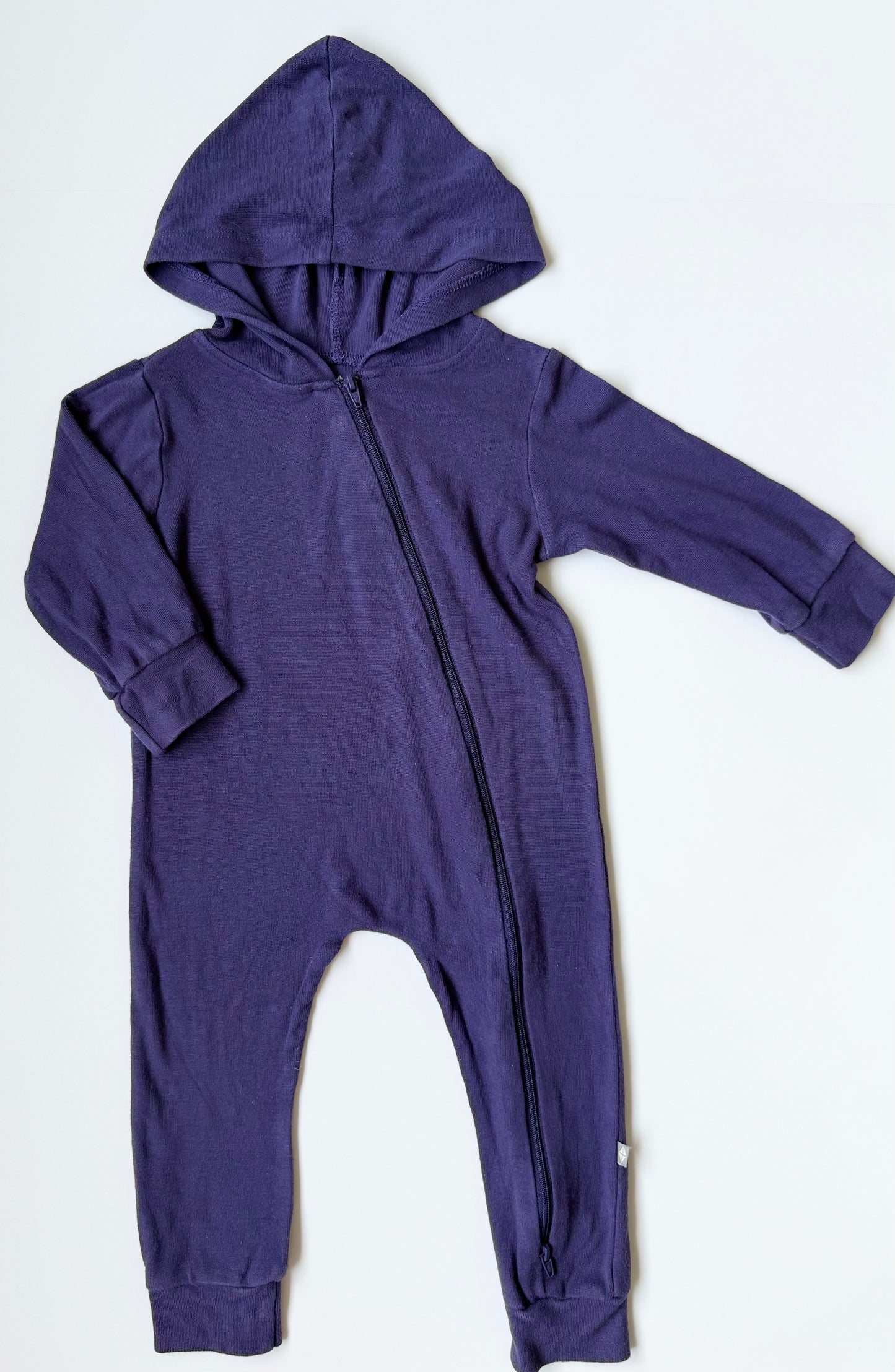 Kyte Eggplant Jersey Hooded Zipper Romper (12-18 Months)