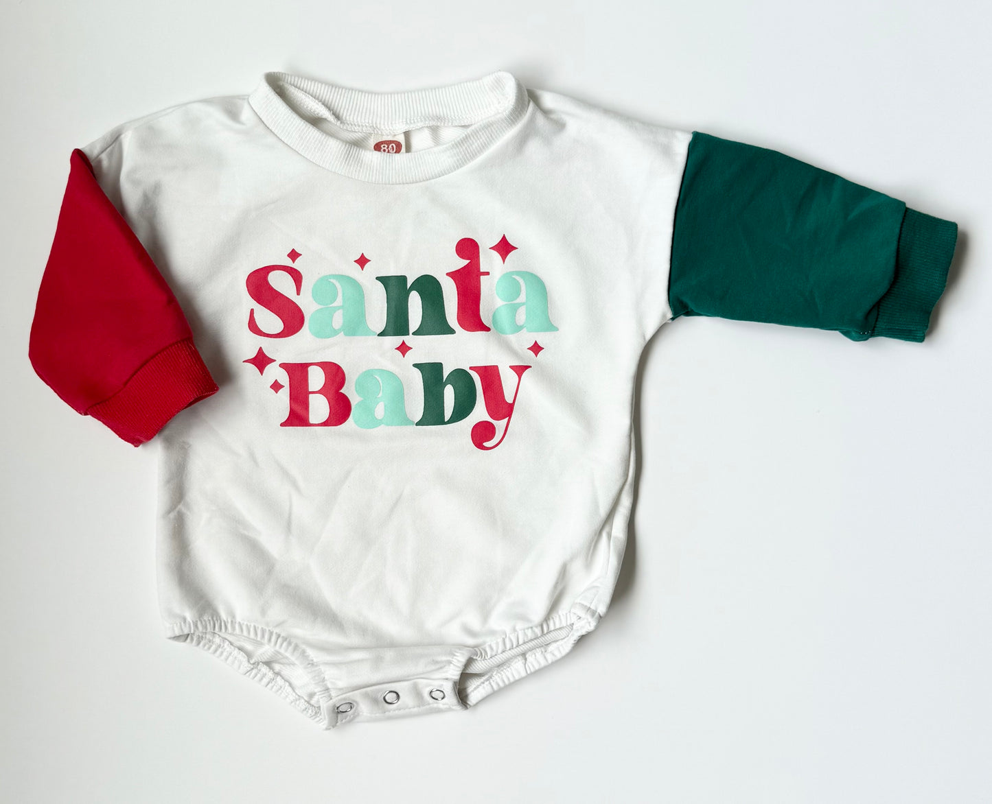 Santa Baby Red & Green Sweater Bubble Romper (12-18 Months)