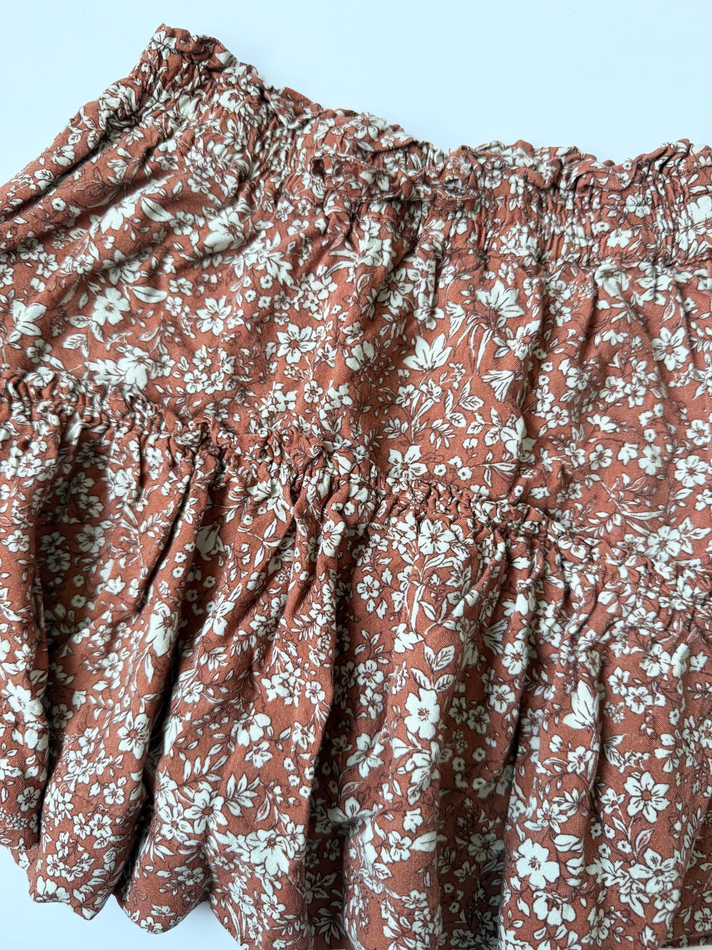 Zara Brown & Dainty White Floral Flowy Tiered Skirt (6 Years)