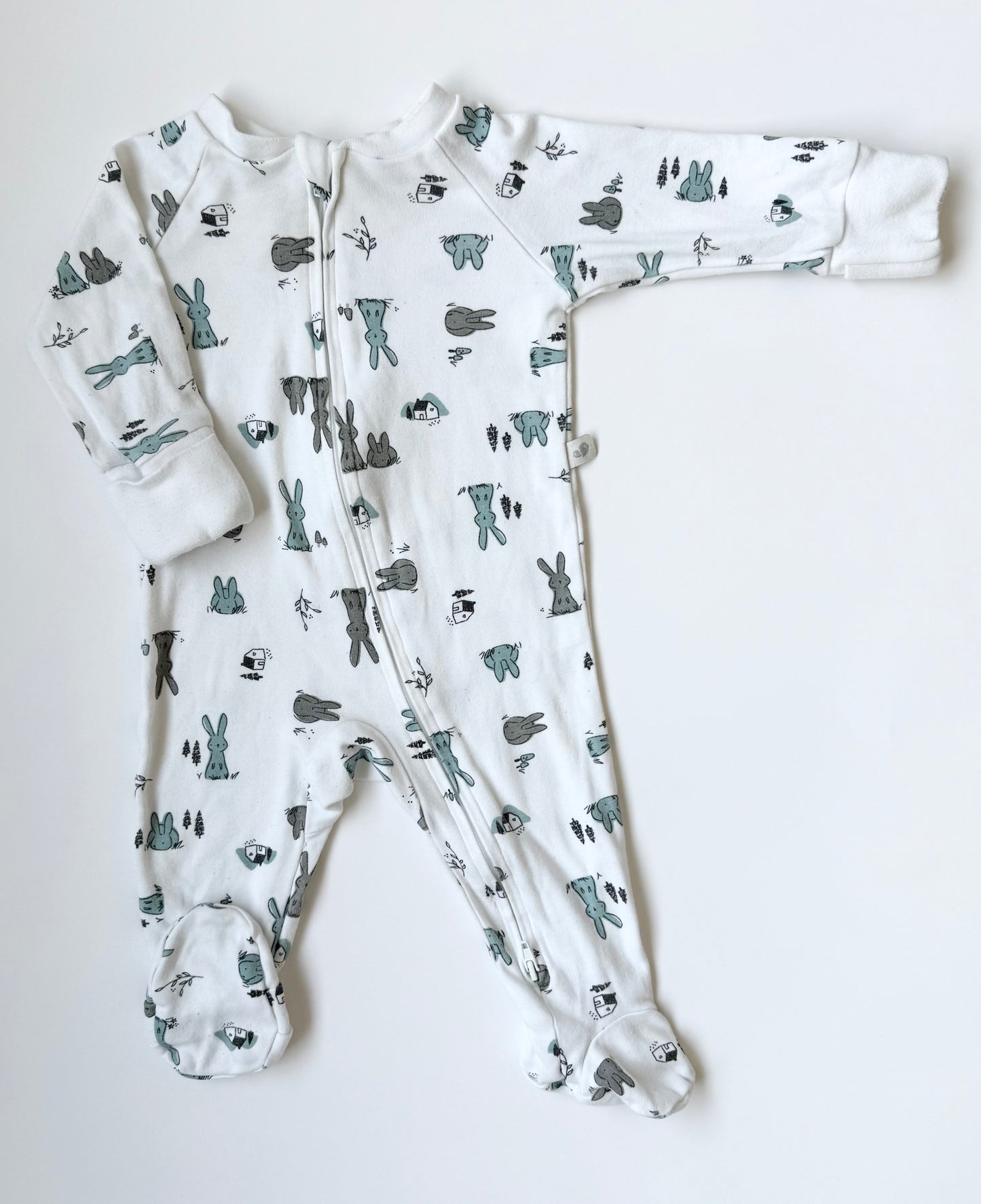 Perlim Pinpin White & Blue/Grey Bunnies Sleeper (6 Months)