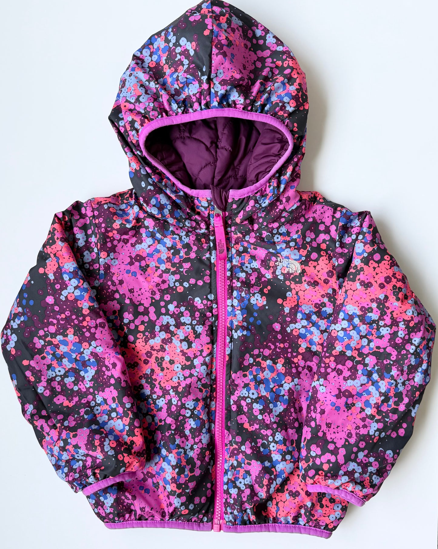 The North Face Perrito Purple Quilted & Floral Reversible Jacket (4T)