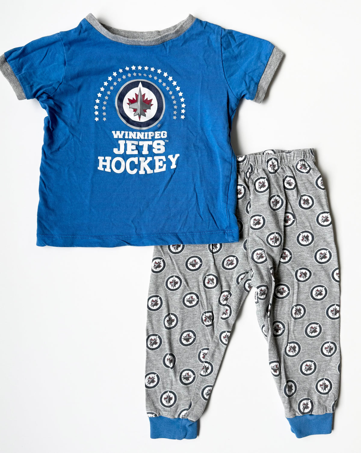 NHL Winnipeg Jets Hockey Blue & Grey Short Sleeve Two Peice PJ Set (24 Months)