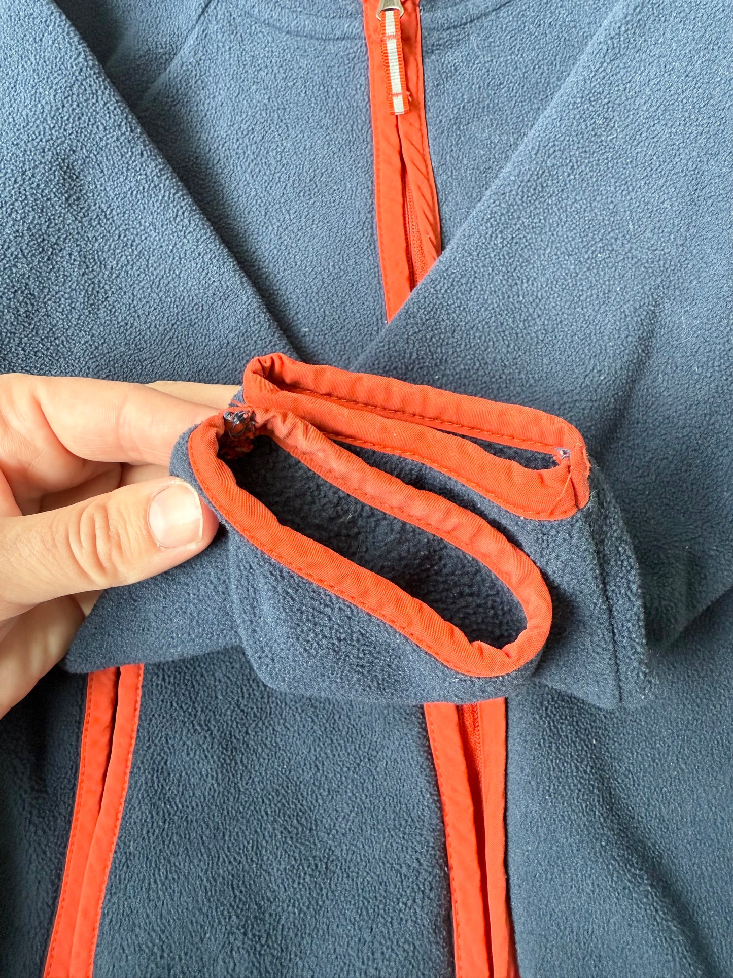 Columbia Dark Blue & Red Trim Hooded Fleece Zip Up (3T)