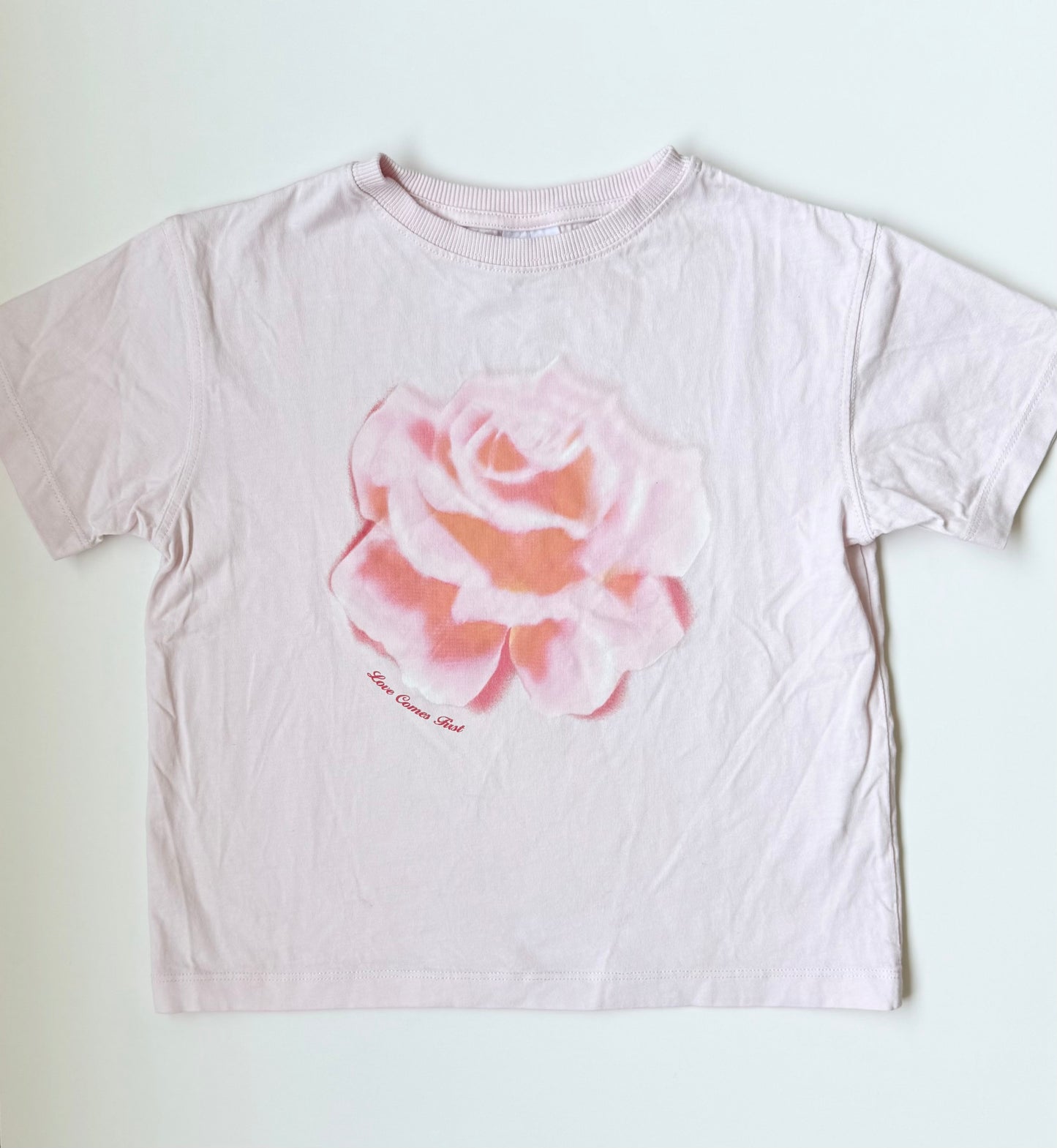 Zara Light Pink Rose “Love Comes First” T-Shirt (6-7 Years)