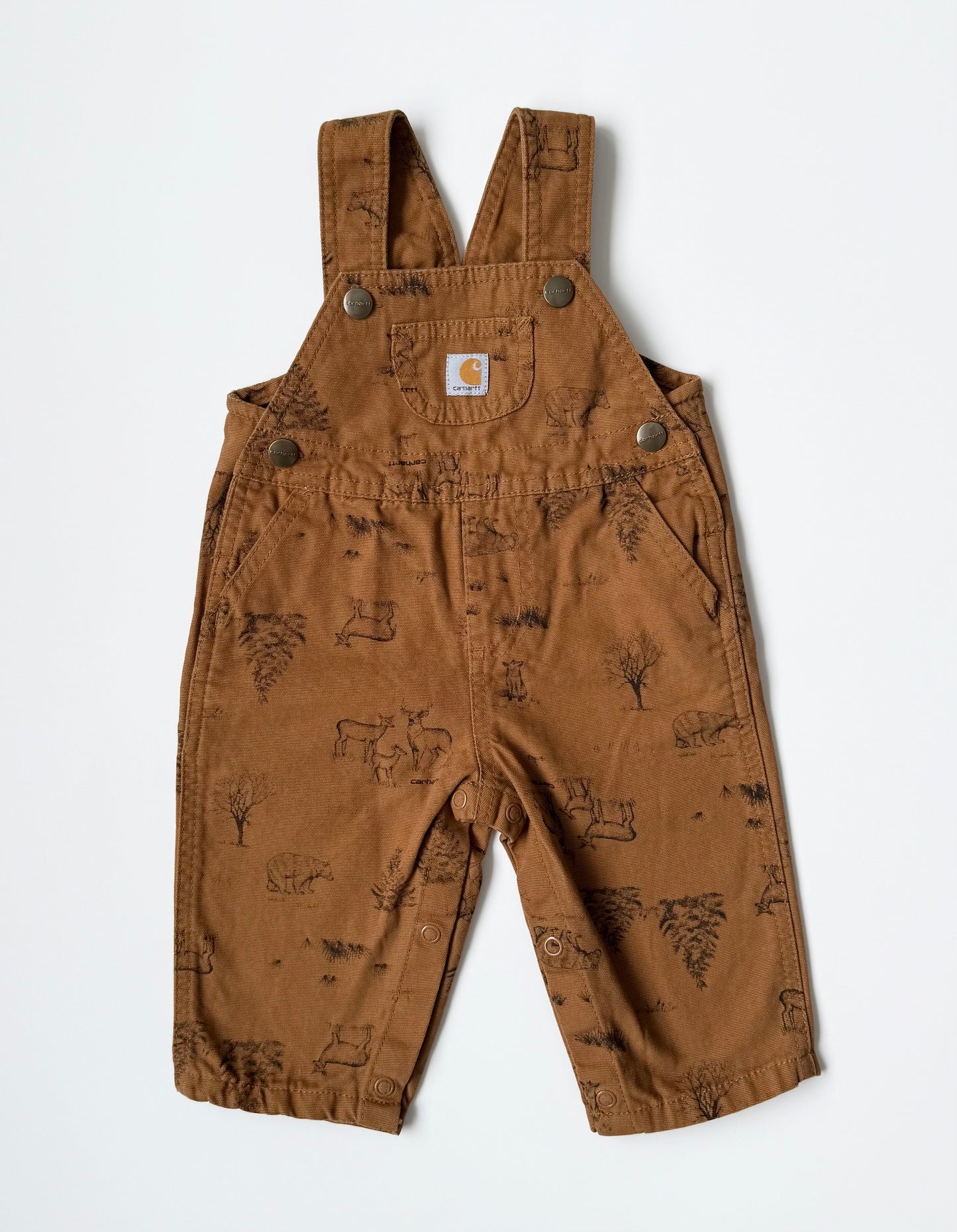 Carhartt Brown Bear & Deer Outdoor Print Overalls (9 Months)