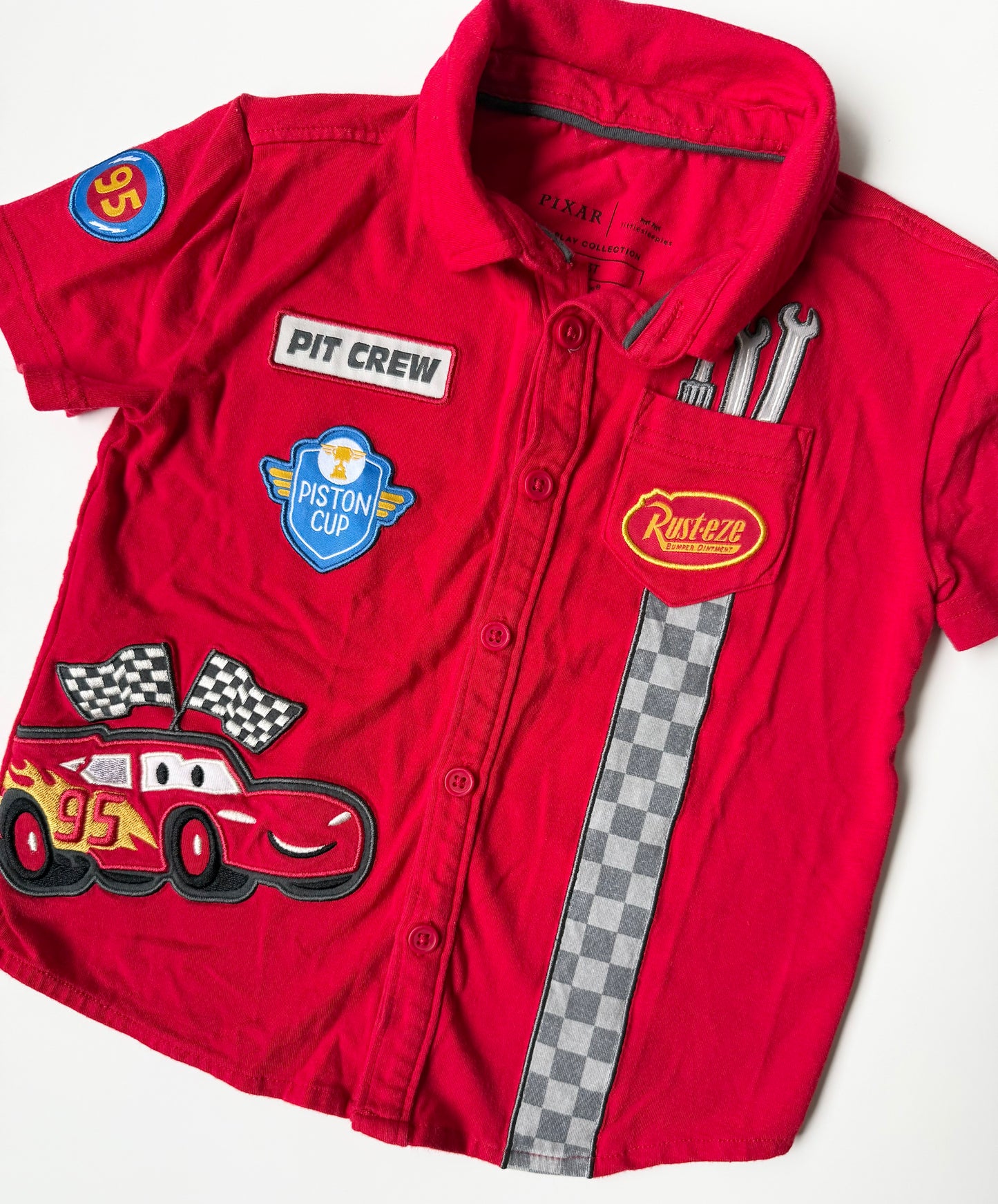 Little Sleepies x Disney Pixar Cars Piston Cup Button Down Collared Polo T-Shirt (3T)