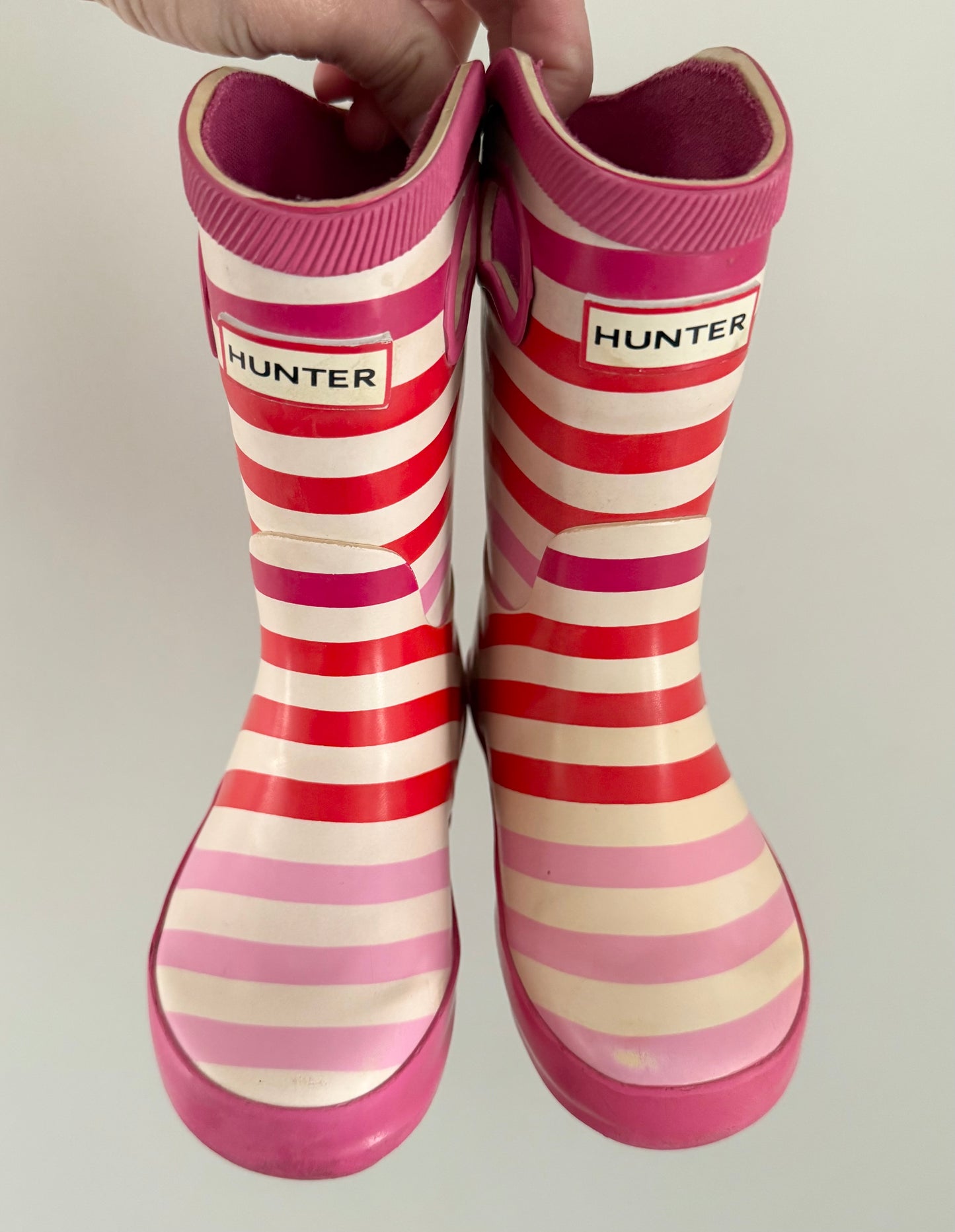 Hunter Pink Striped Rubber Boots (7)