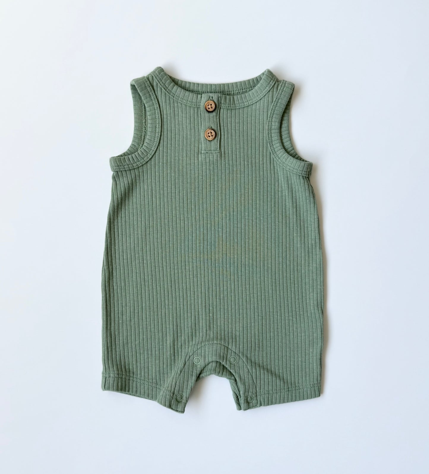 Cat & Jack Green Ribbed Romper (Newborn)