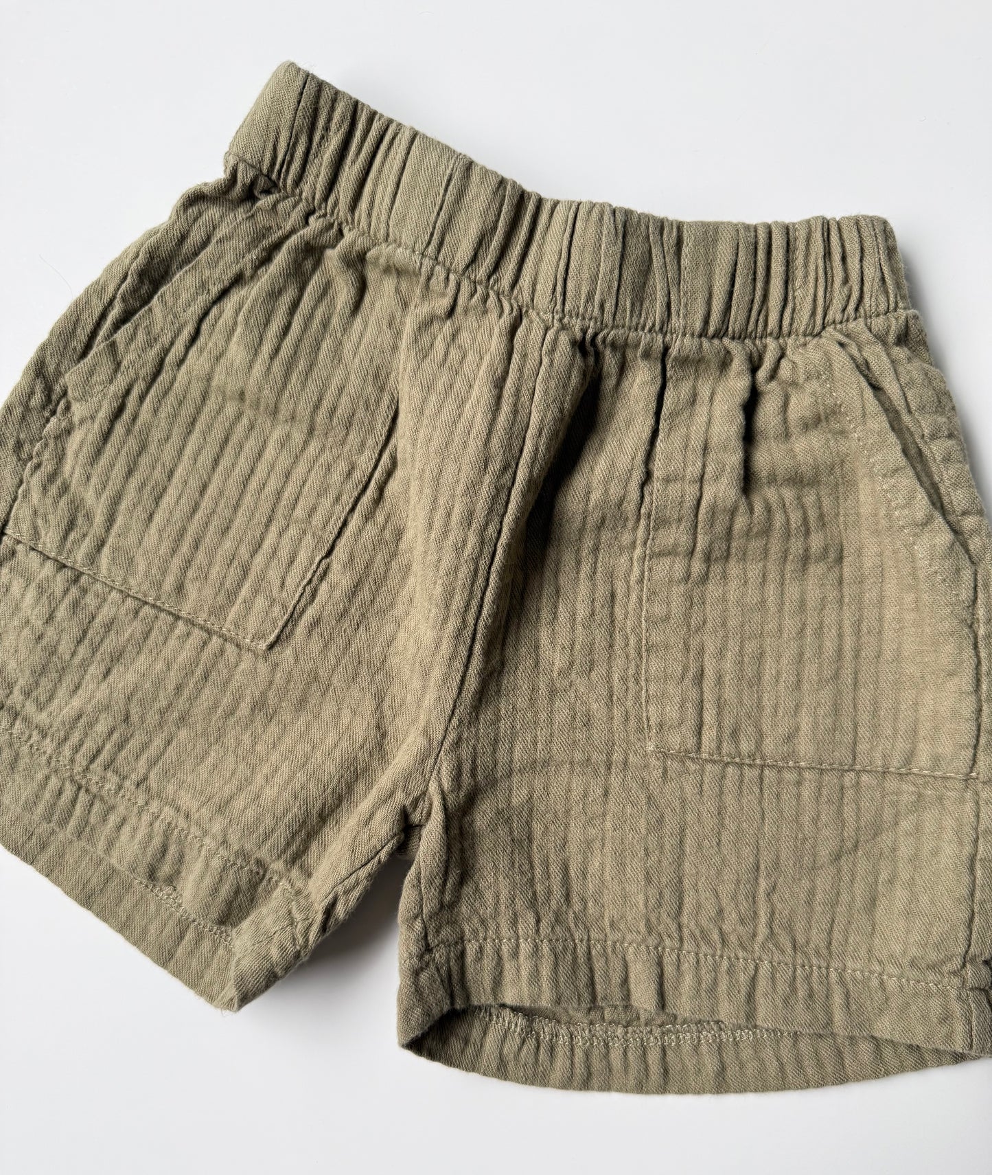 Zara Green Muslin Textured Shorts (2 Years)
