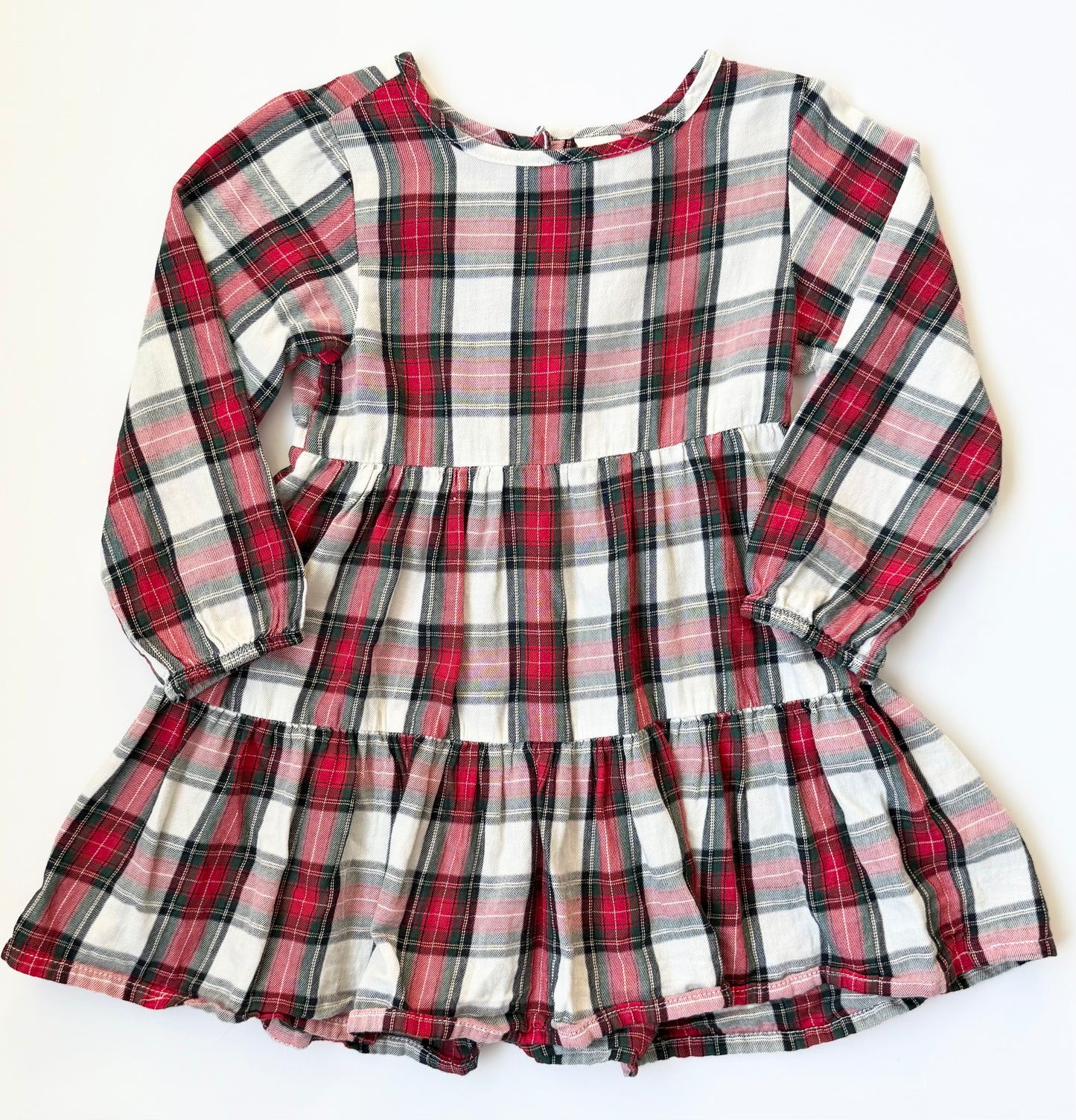 H&M Christmas Plaid Tiered Dress (18-24 Months)