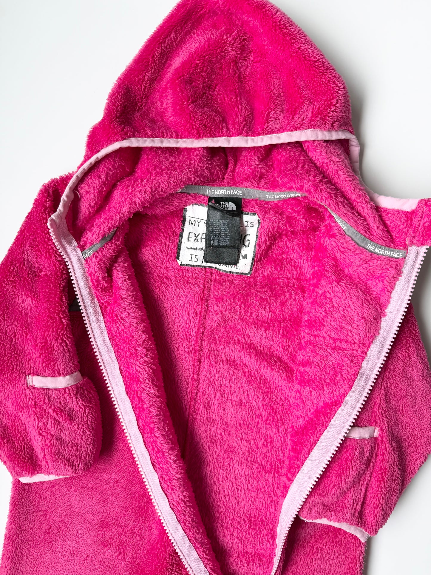 The North Face Oso Hot Pink & Grey Fleece Bunting Suit (6-12 Months)