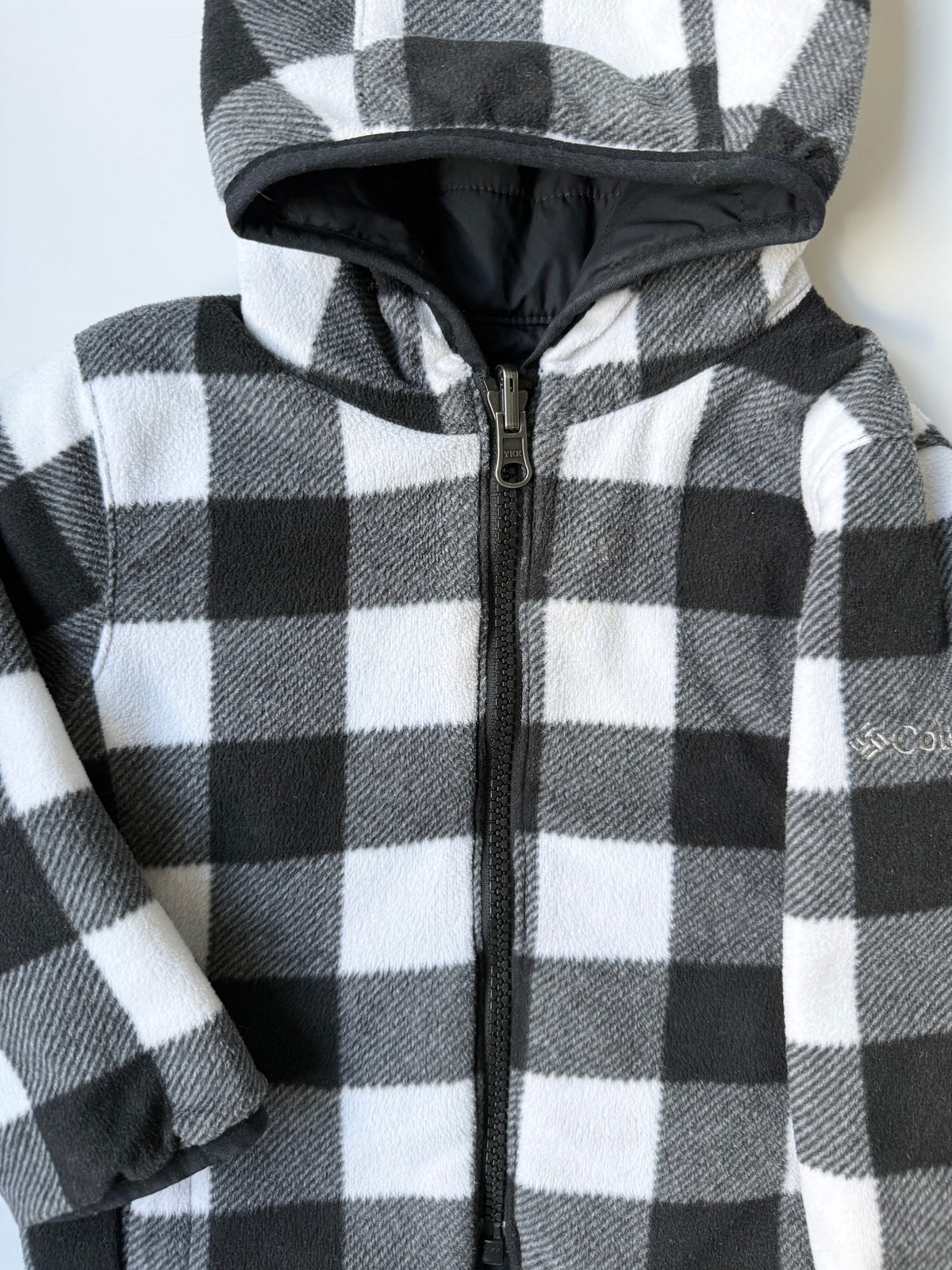 Columbia Black Quilted & Fleece Checkered Reversible Jacket (12-18 Months)