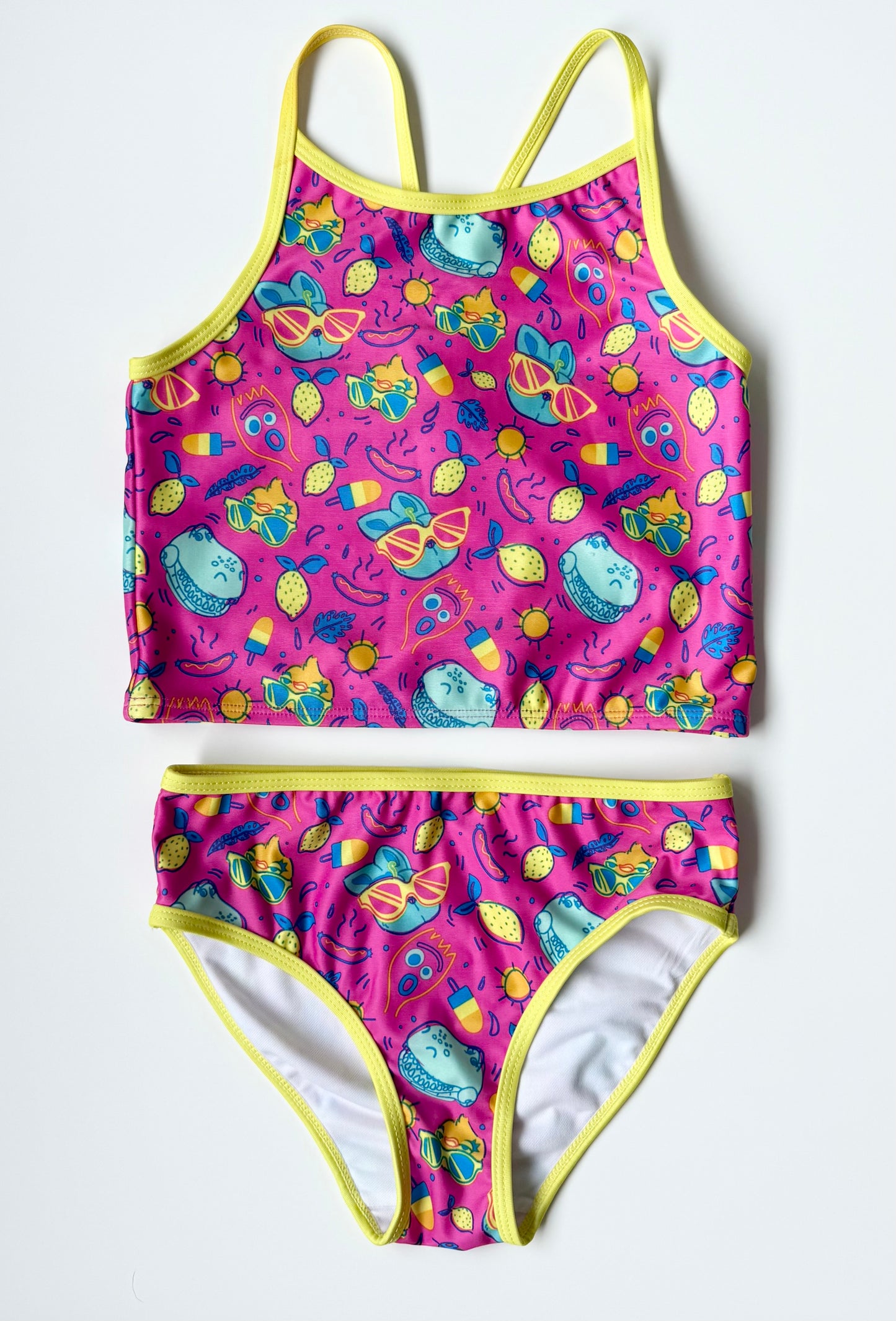 The Disney Store Toy Story Pink & Yellow Character Treats Two Piece Swimsuit Set (7/8 Years)
