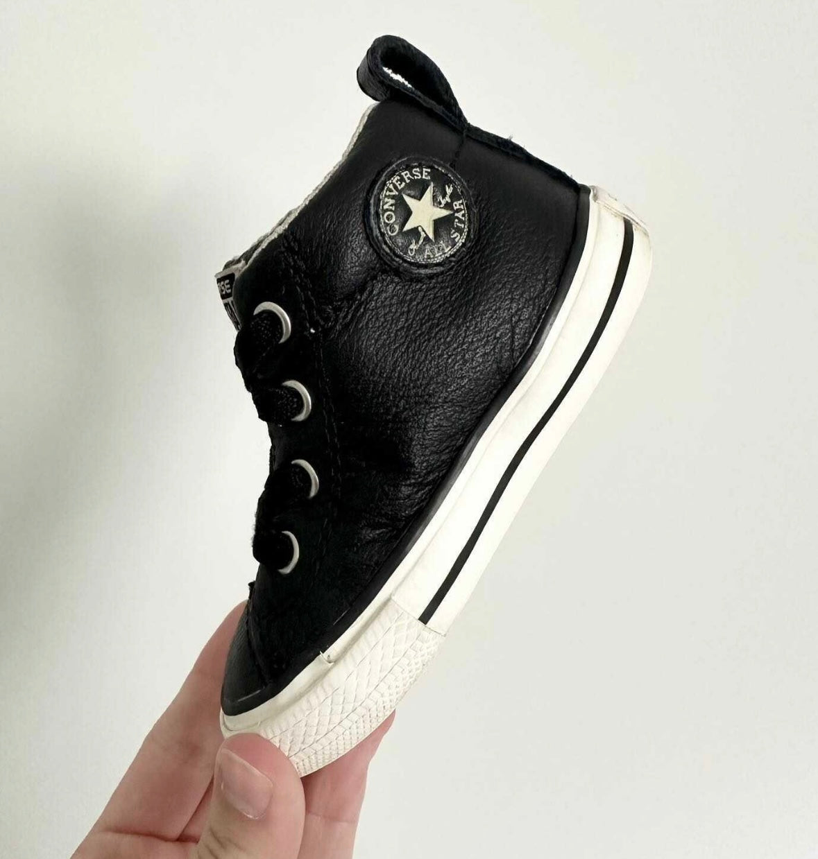 Converse Black Leather High Top Sneakers (5)