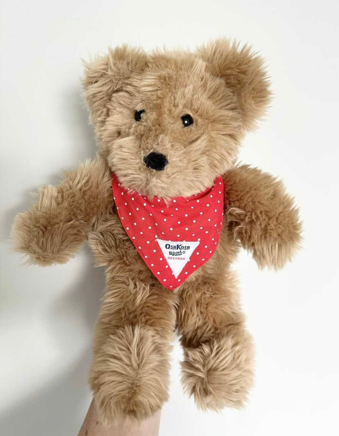 Vintage Eden OshKosh Brown Teddy Bear with Red Scarf