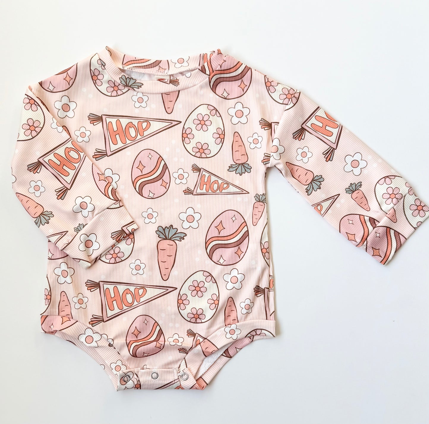 Light Pink Ribbed Long Sleeve Easter Romper (18-24 Months)