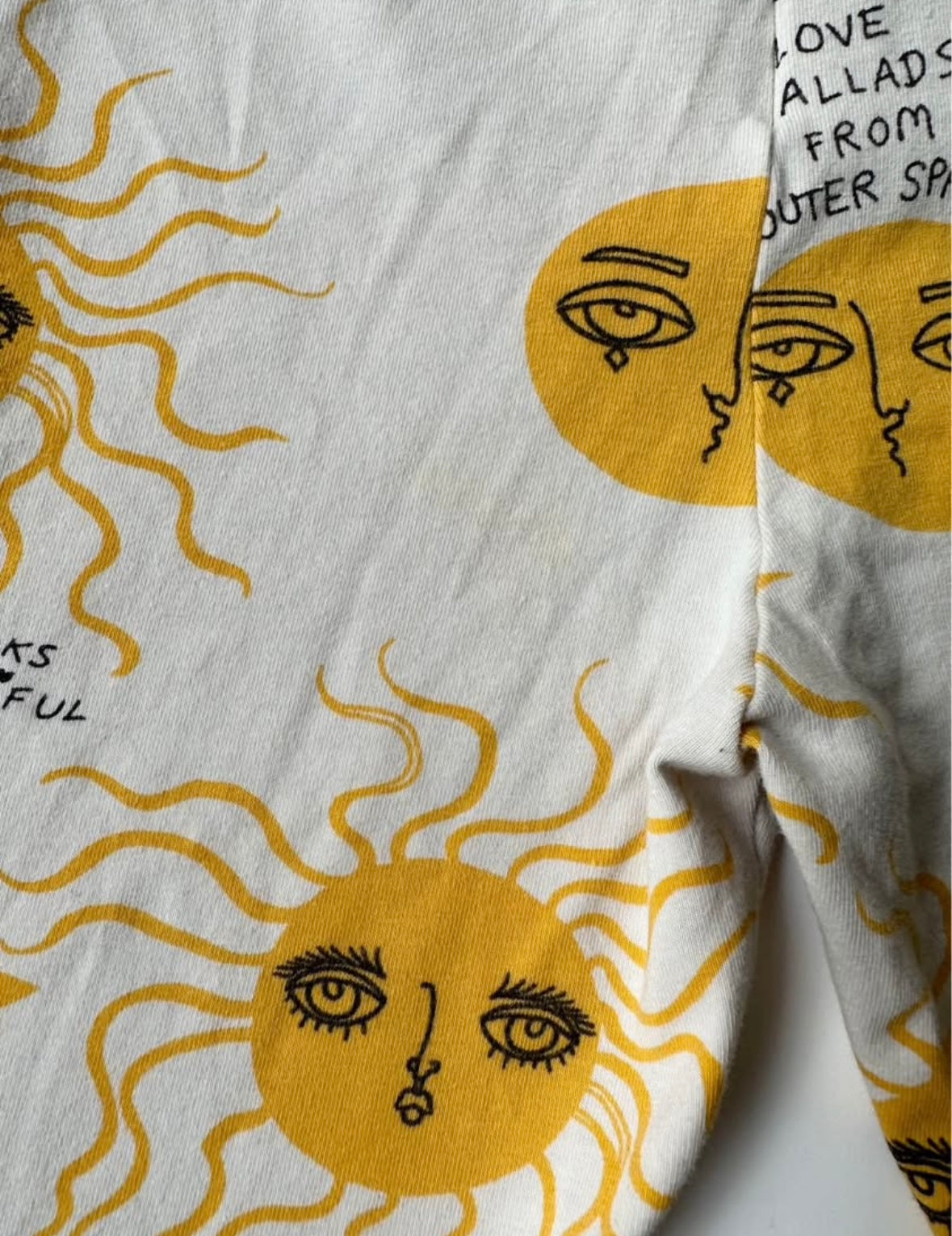 Mini Rodini White Moon & Sun Long Sleeve & Leggings Matching Set in Yellow (2-3 Years)