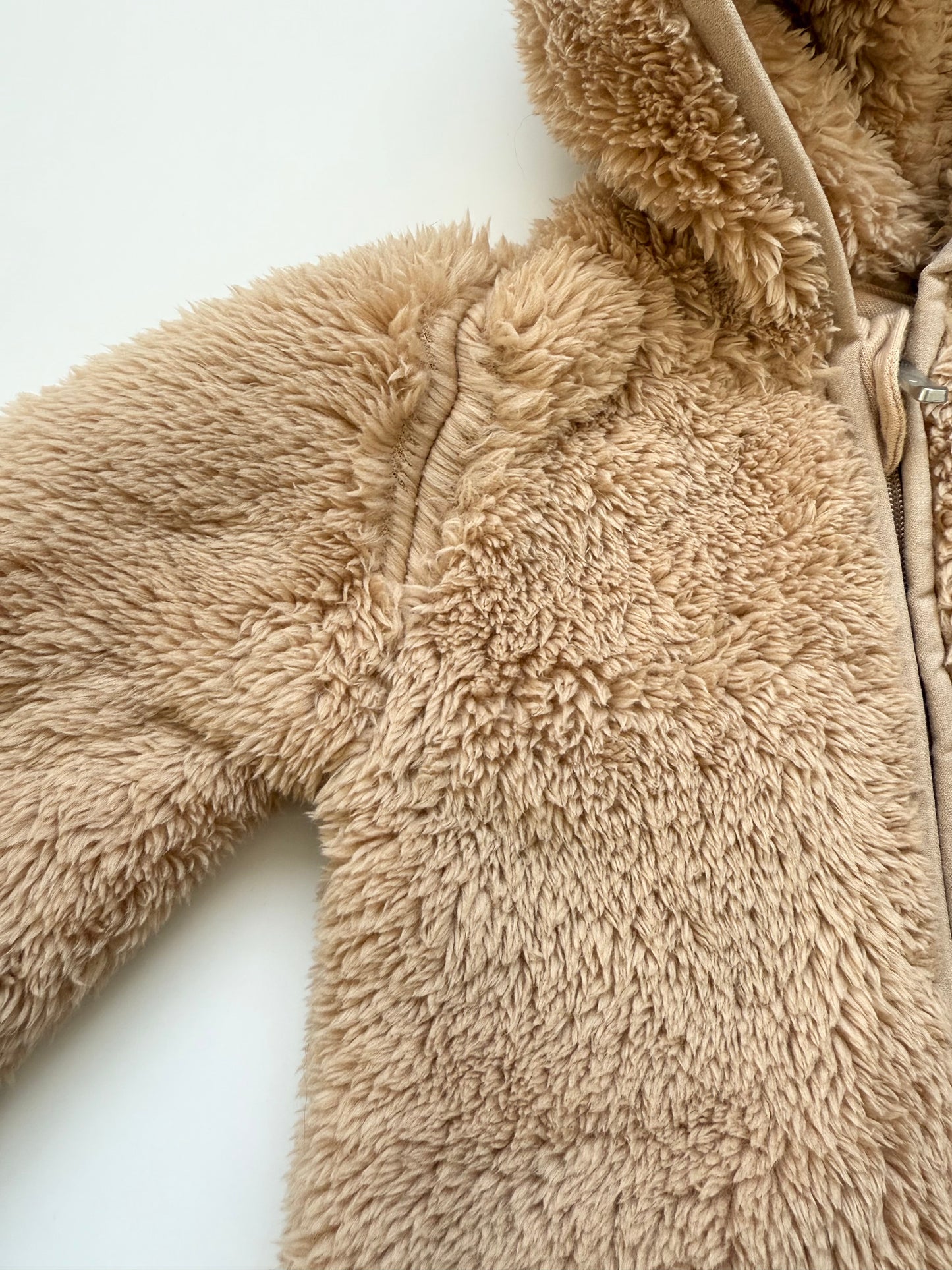 Nike Tan Fuzzy Plush Hoodie Bunting Suit (6 Months)