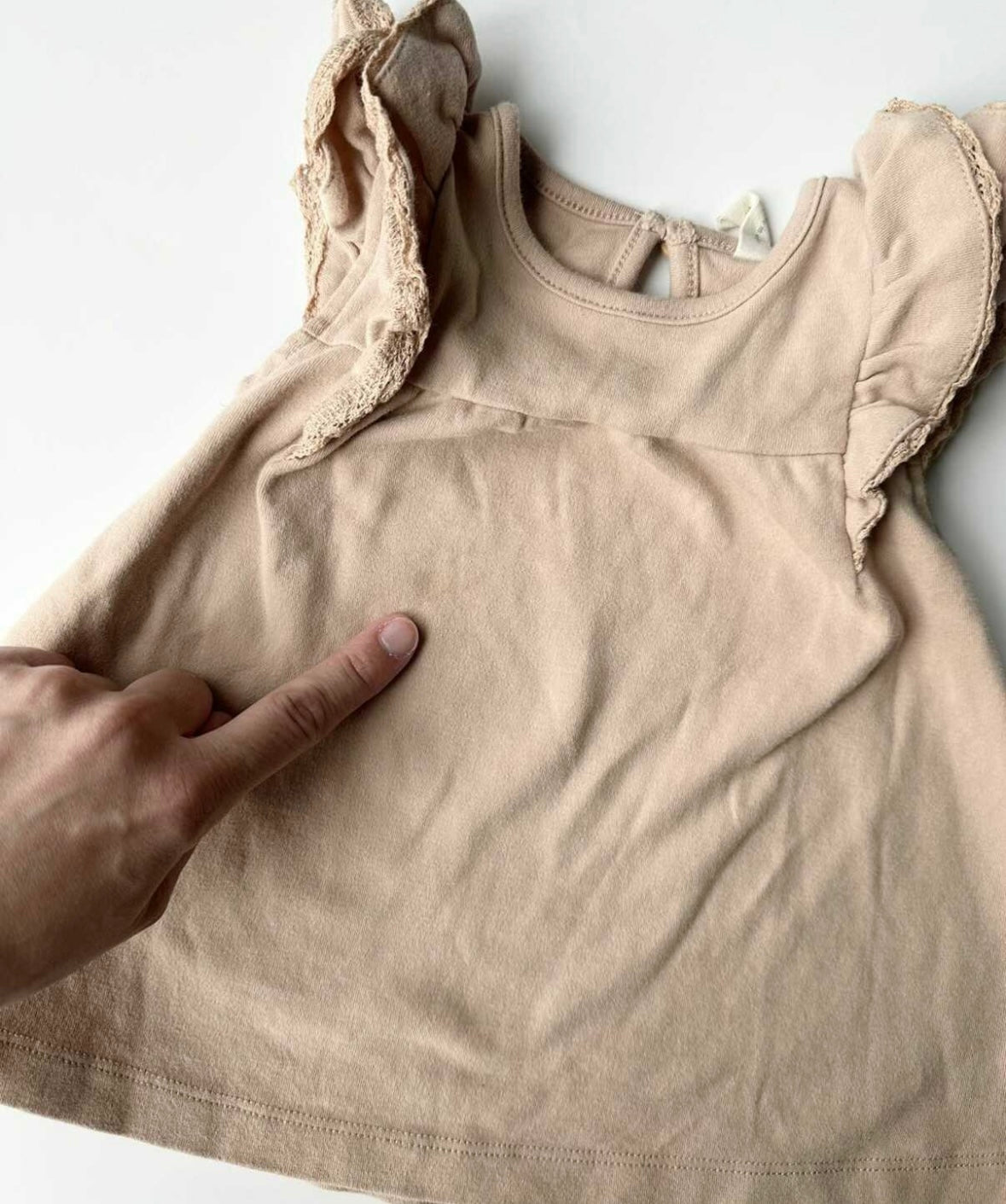 Quincy Mae Tan Frill Shoulder Dress (6-12 Months)