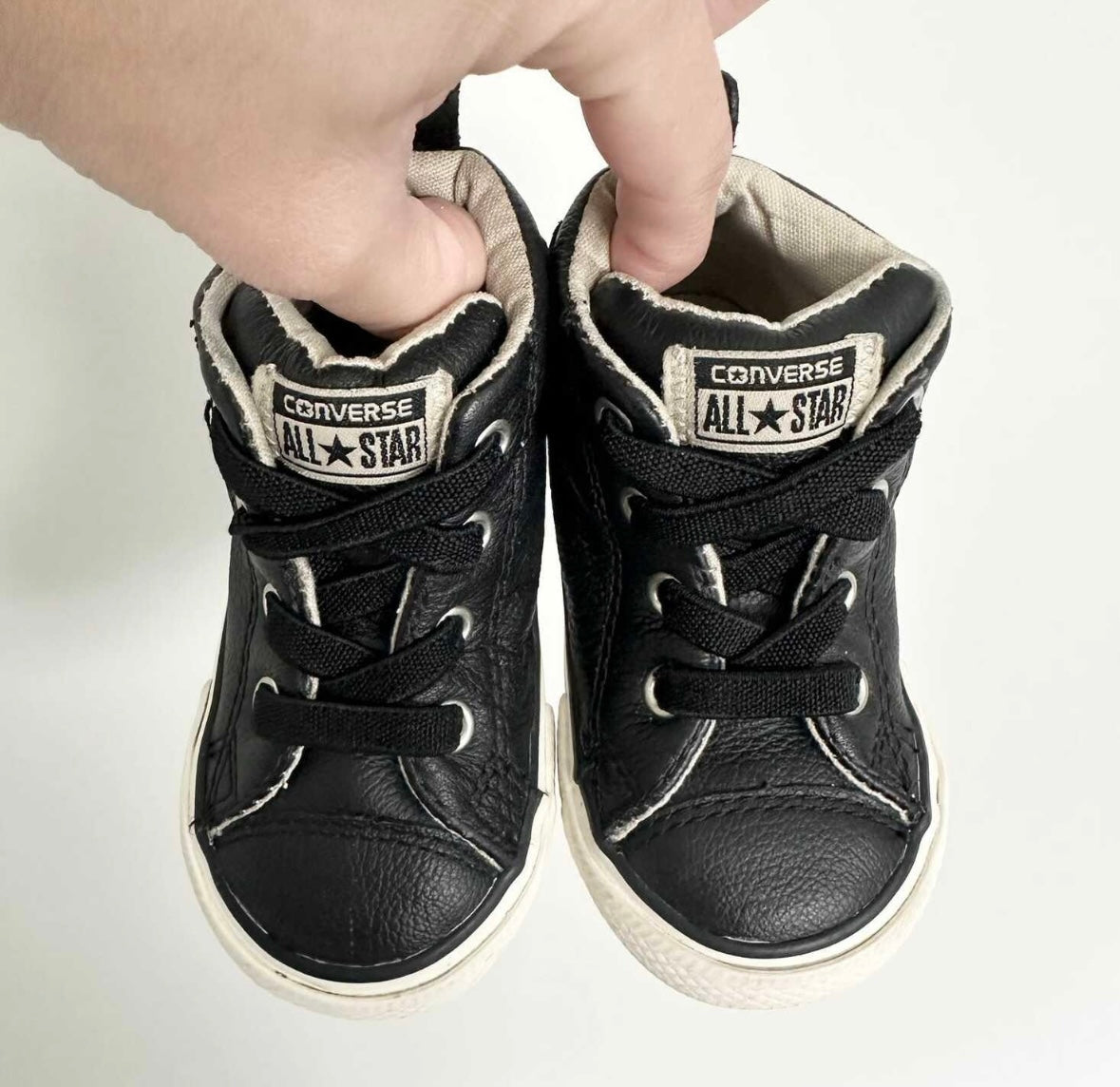 Converse Black Leather High Top Sneakers (5)