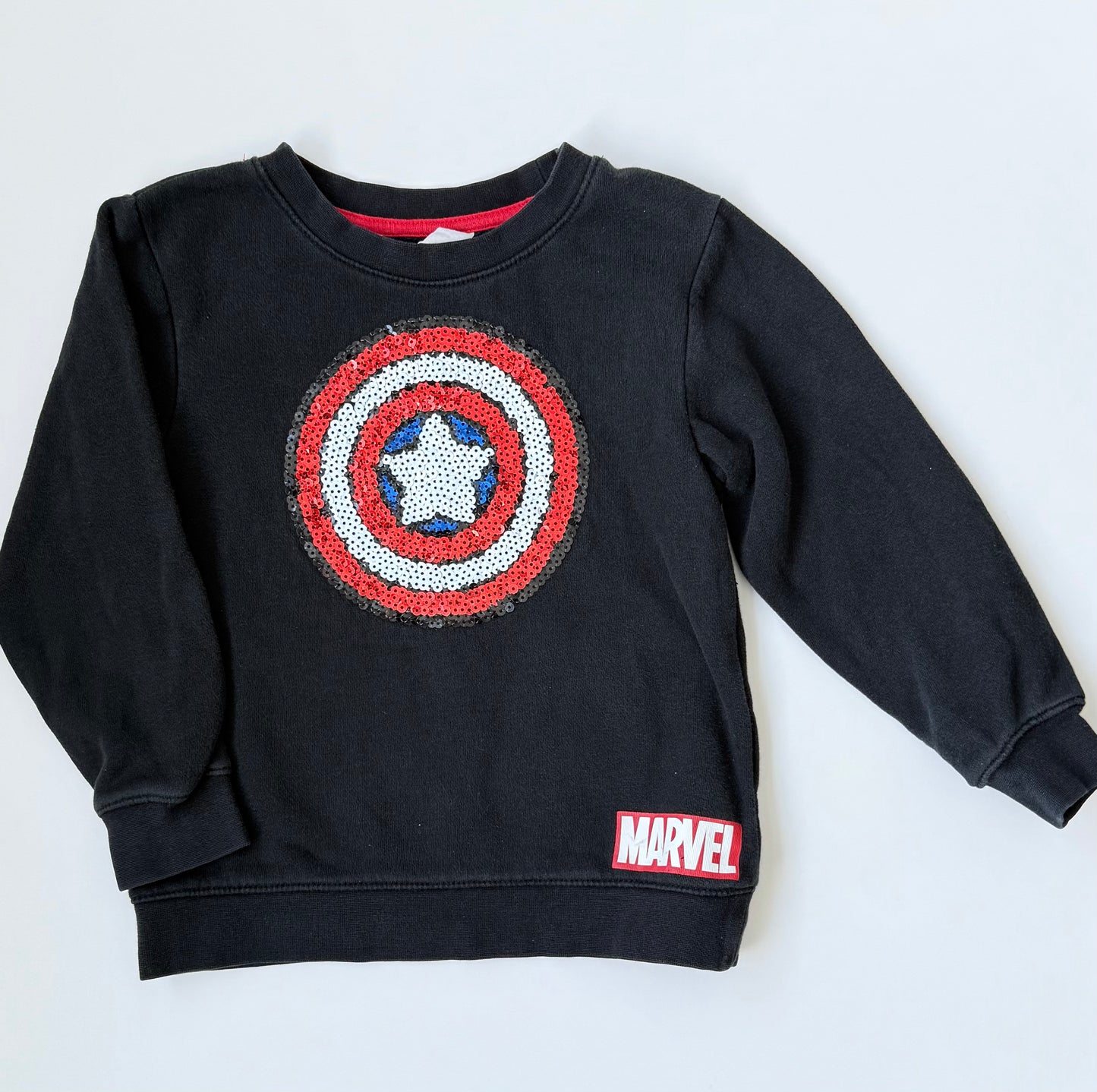 H&M Marvel Black Avengers Sparkle Shield Sweater (2-4 Years)