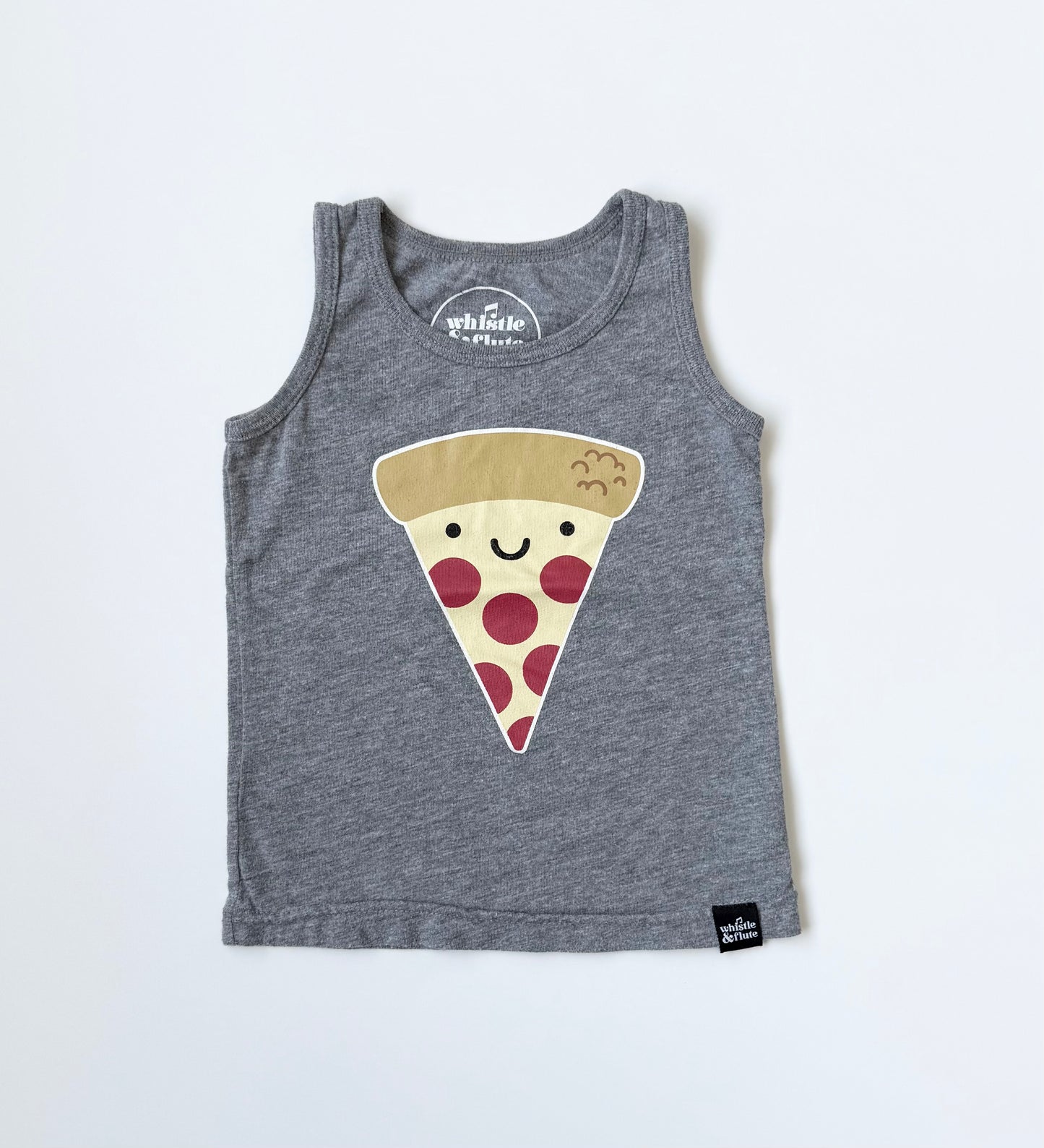 Whistle & Flute Light Grey Pizza Tank (1-2 Years)